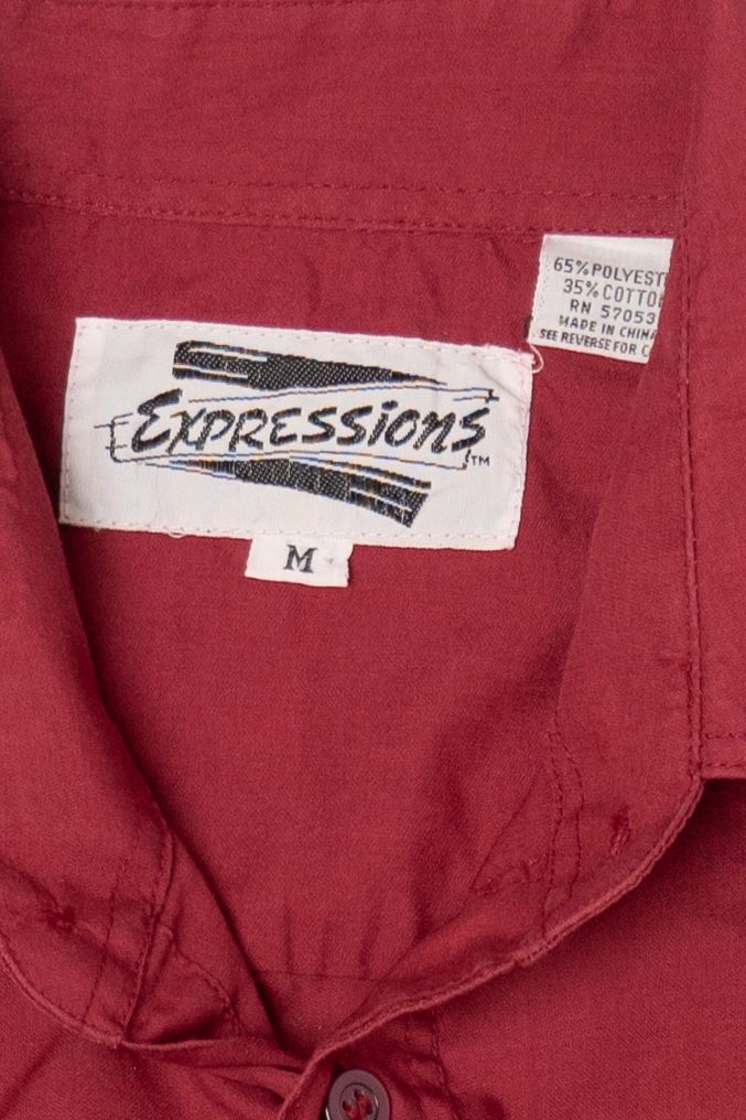 Vintage Red Expressions Button Up Shirt (1990s)
