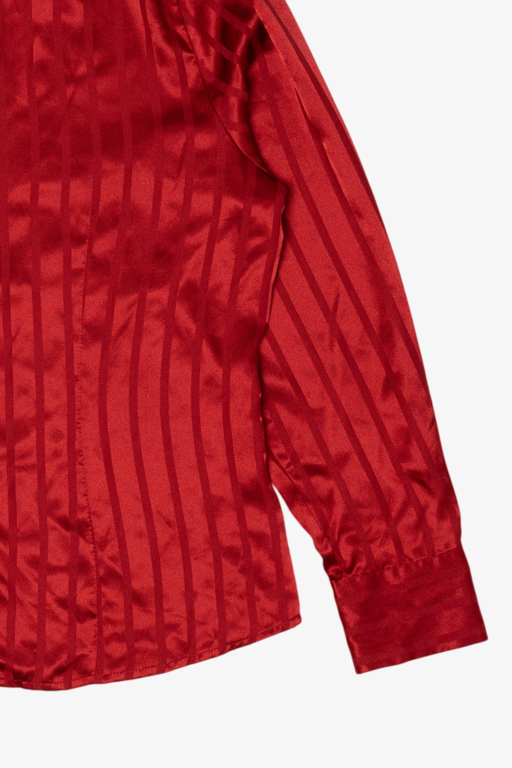 Vintage Red Covington Satin Striped Silk Like Blouse (1990s)