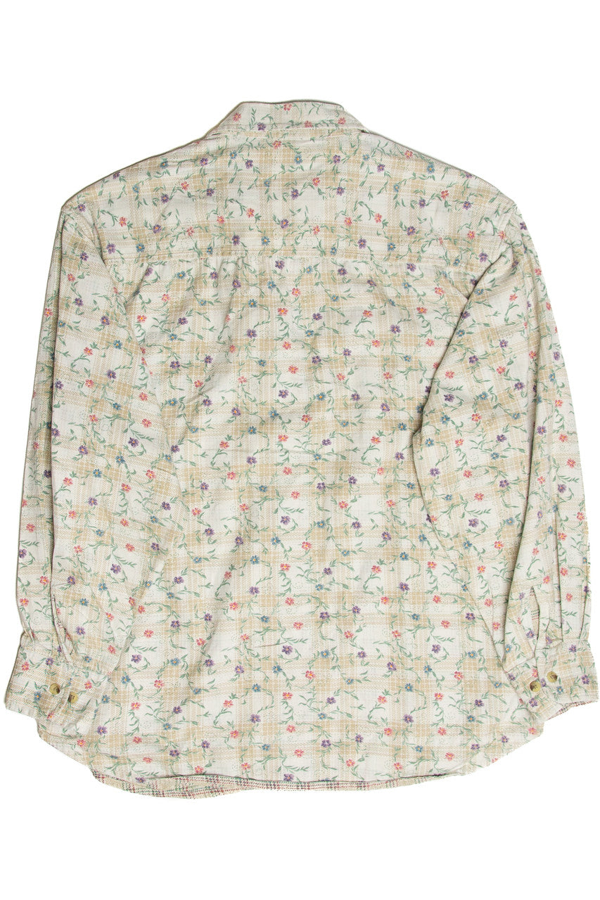 Vintage Flower Flannel Button Up Shirt