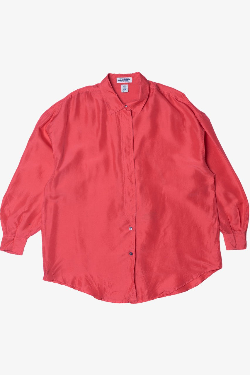 Vintage Red Silk Express Button Up Shirt