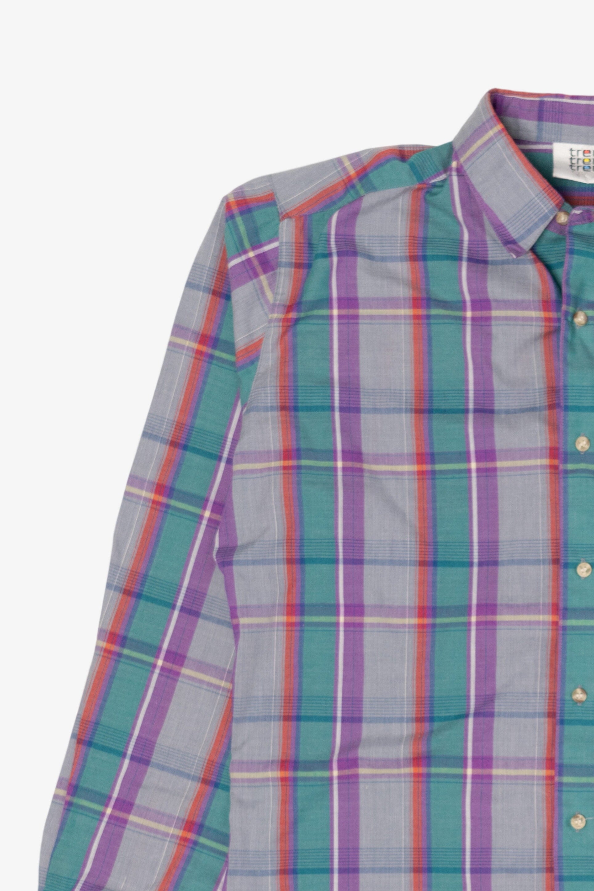 Vintage Gray Plaid Trent Sport Button Up Shirt (1990s)