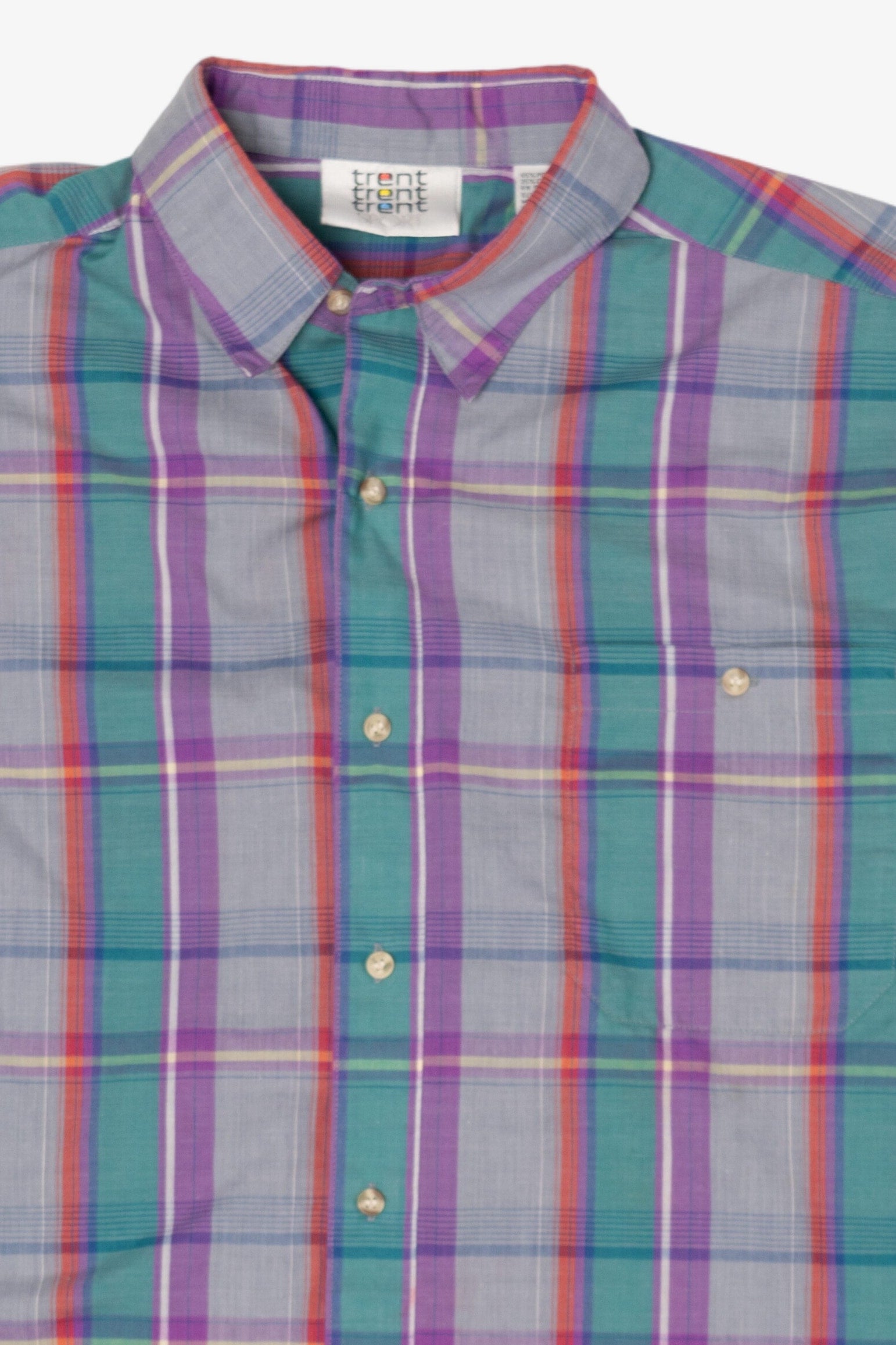Vintage Gray Plaid Trent Sport Button Up Shirt (1990s)