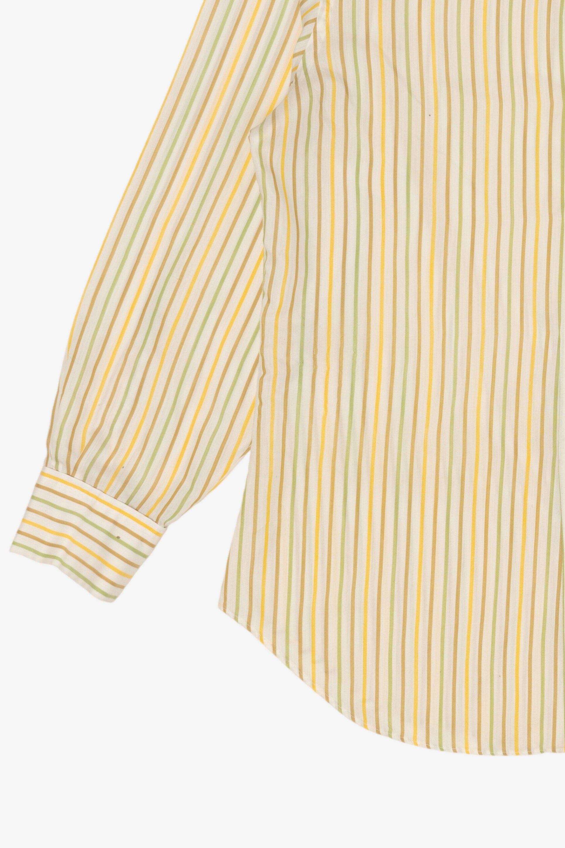 Vintage Hand Tailored Yellow Striped Little's Creations Button Up Shirt (1980s)