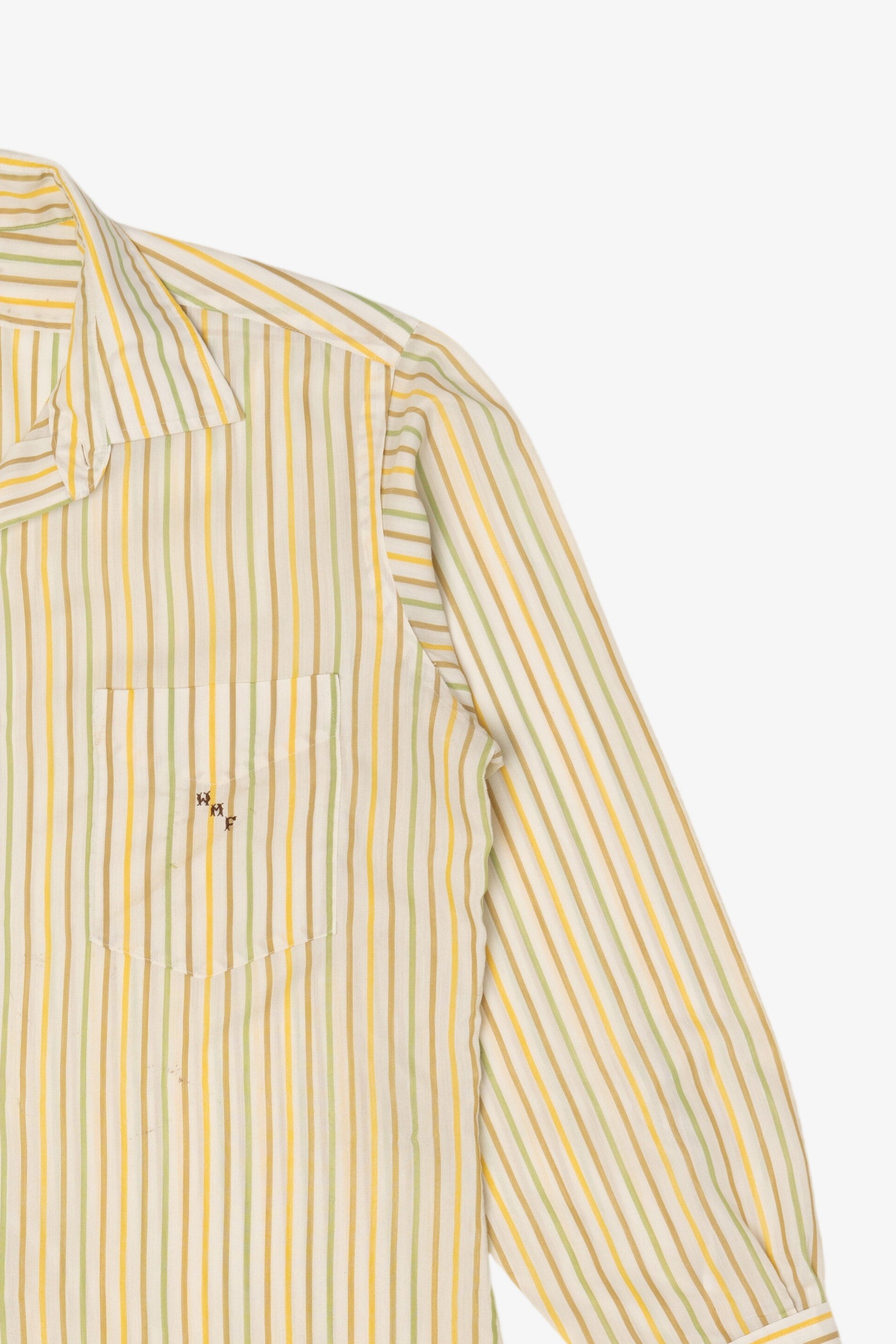 Vintage Hand Tailored Yellow Striped Little's Creations Button Up Shirt (1980s)