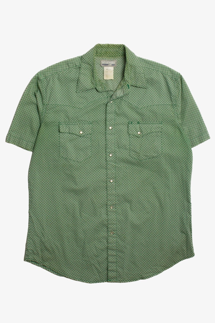 Vintage Green Wrangler Short Sleeve Button Up Shirt (1990s)
