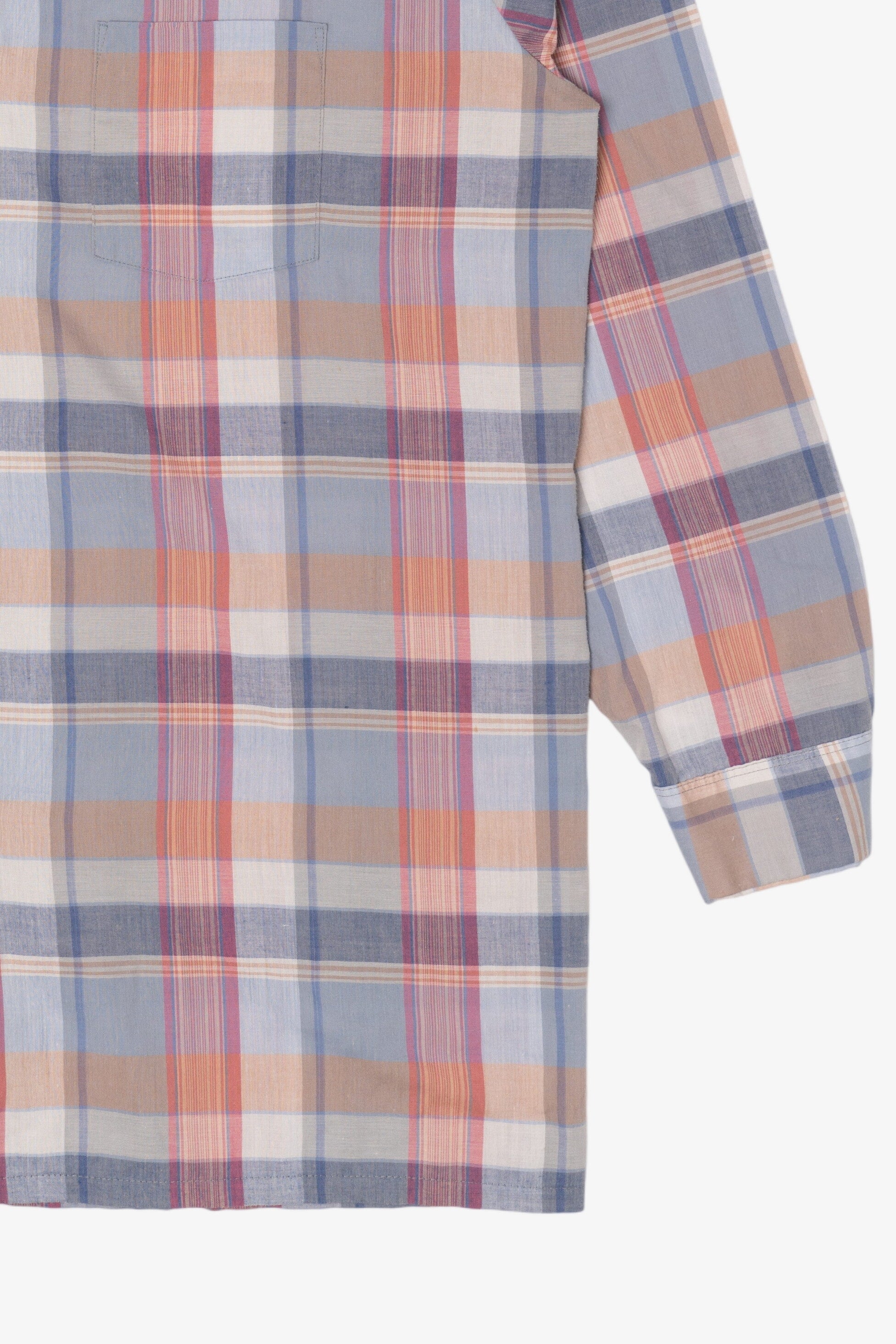 Vintage Sovereign Light Blue Plaid Permanent Press Button Up Shirt (1970s)
