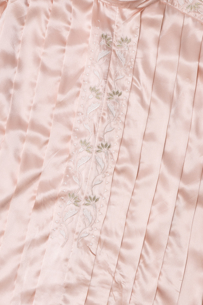 Vintage Embroidered Pleated Front Erena Button Up Shirt