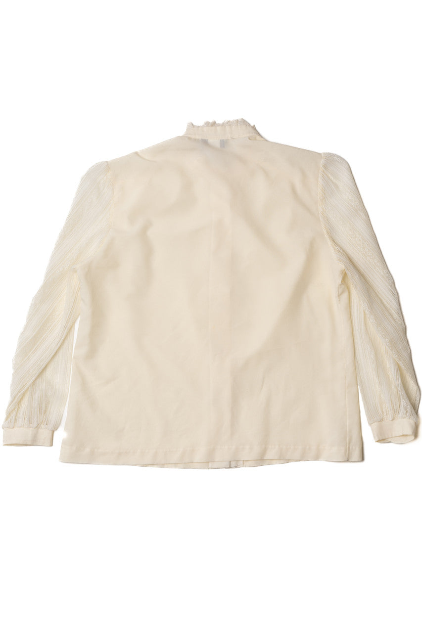 Vintage Lace Sleeve Mandarin Collar Button Up Shirt