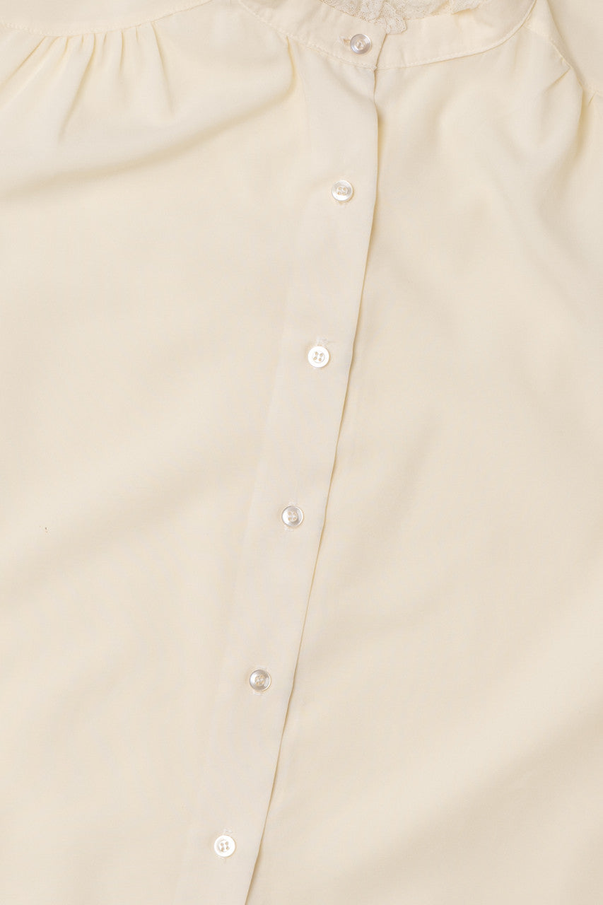 Vintage Lace Sleeve Mandarin Collar Button Up Shirt