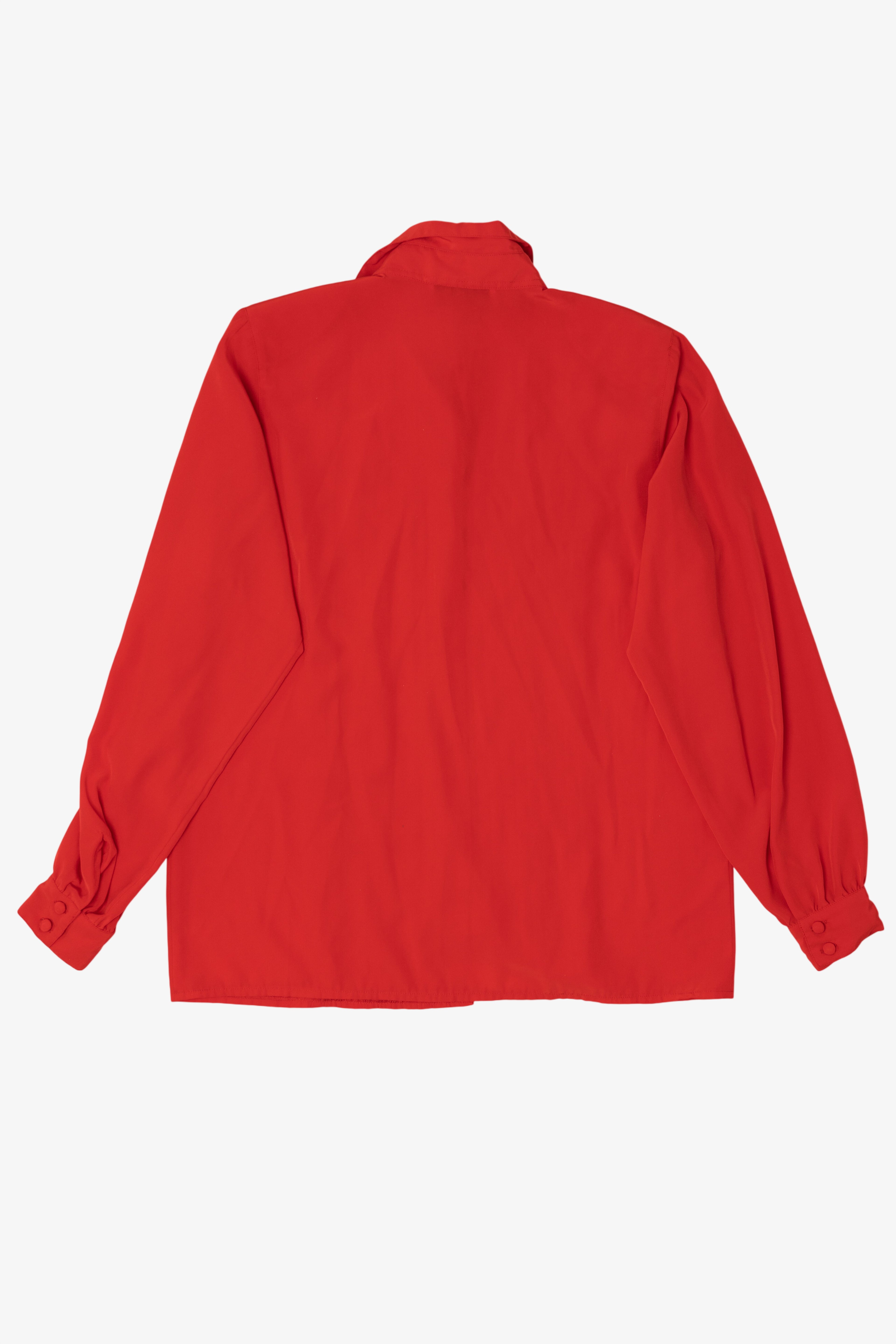 Vintage Red Yves St. Claire Pleated Ruffle Button Up Blouse (1980s)