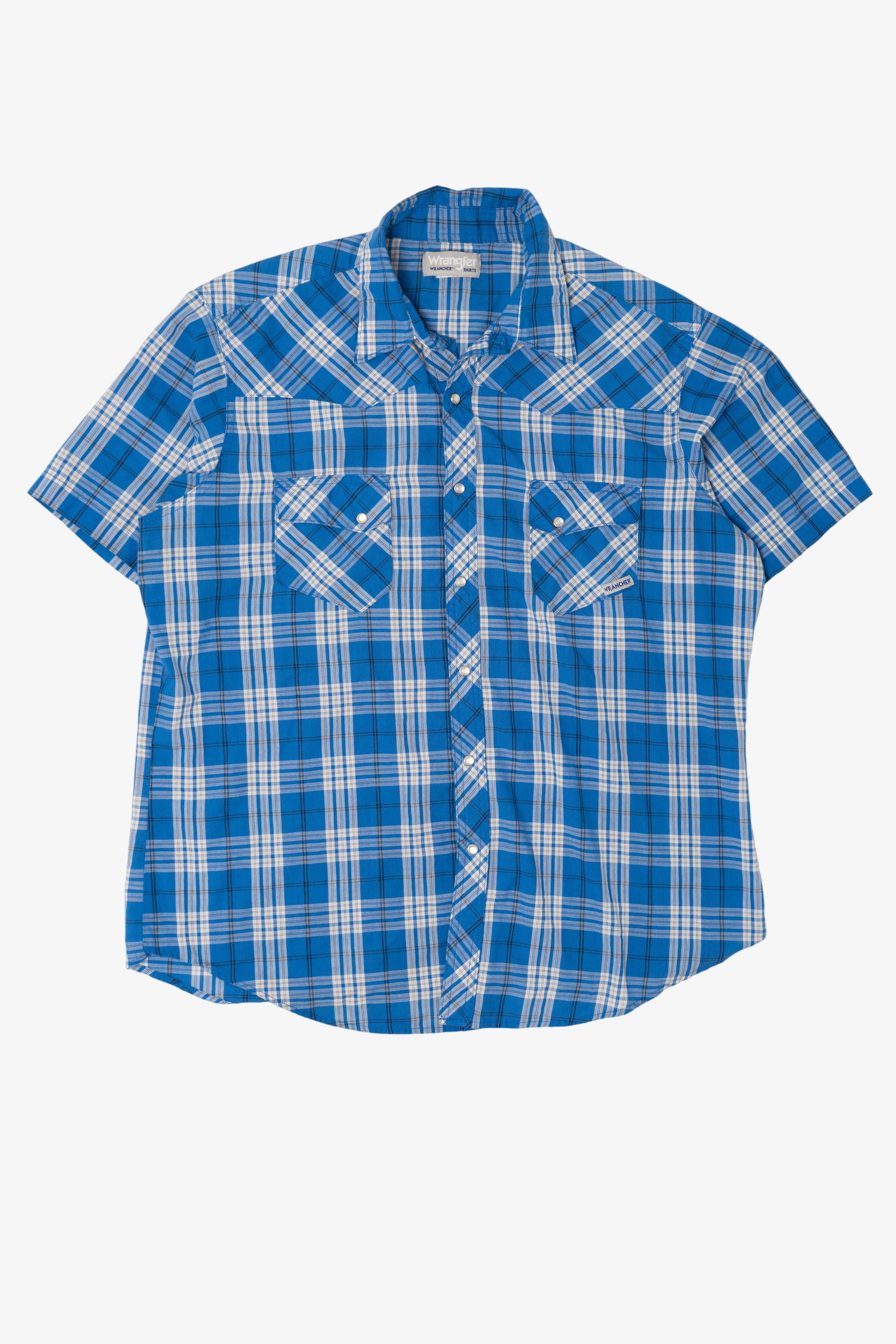 Vintage Blue Wrangler Plaid Button Up Shirt (2000s)