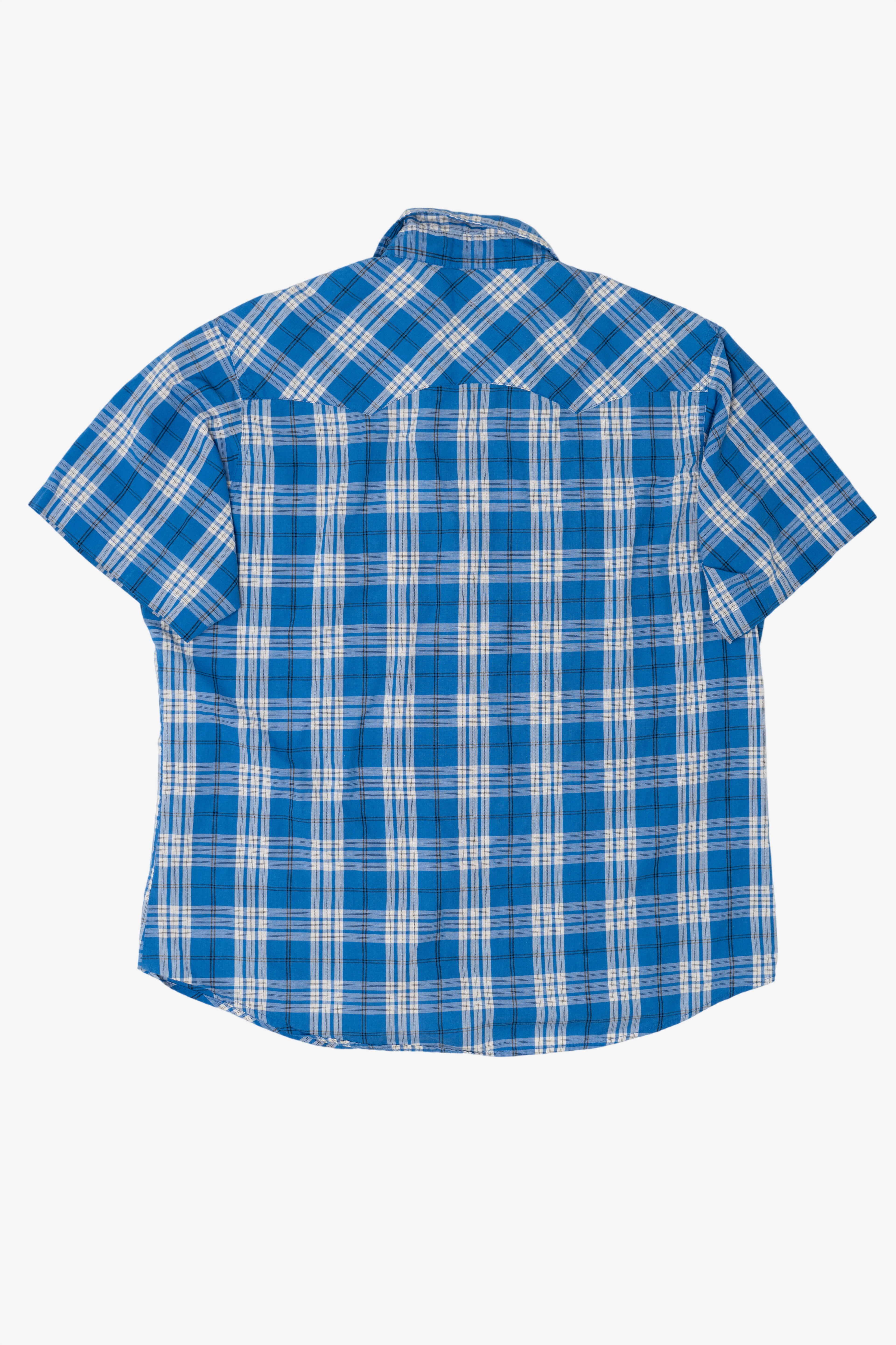 Vintage Blue Wrangler Plaid Button Up Shirt (2000s)