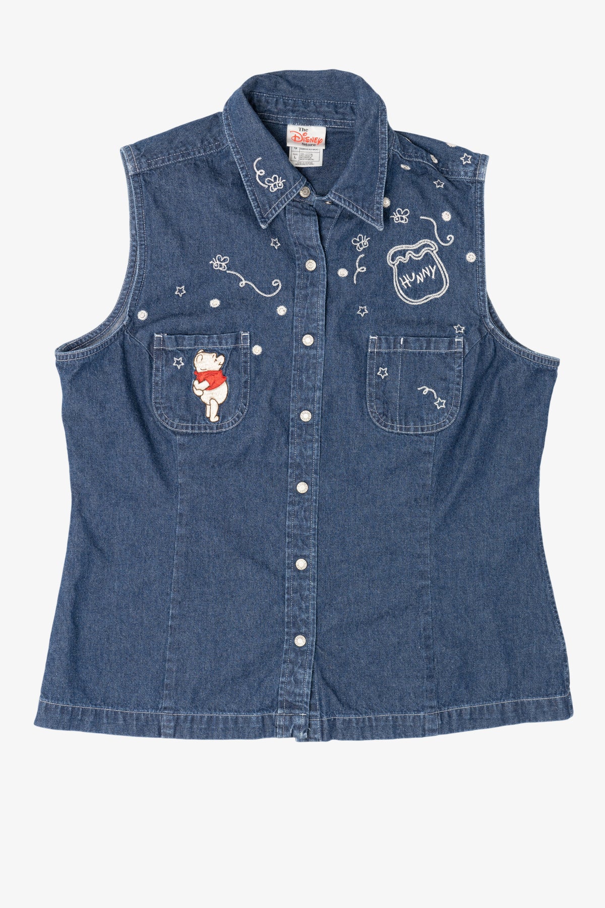 Vintage Disney Winnie The Pooh Honeypot EmbroideredDenim Vest (1990s)