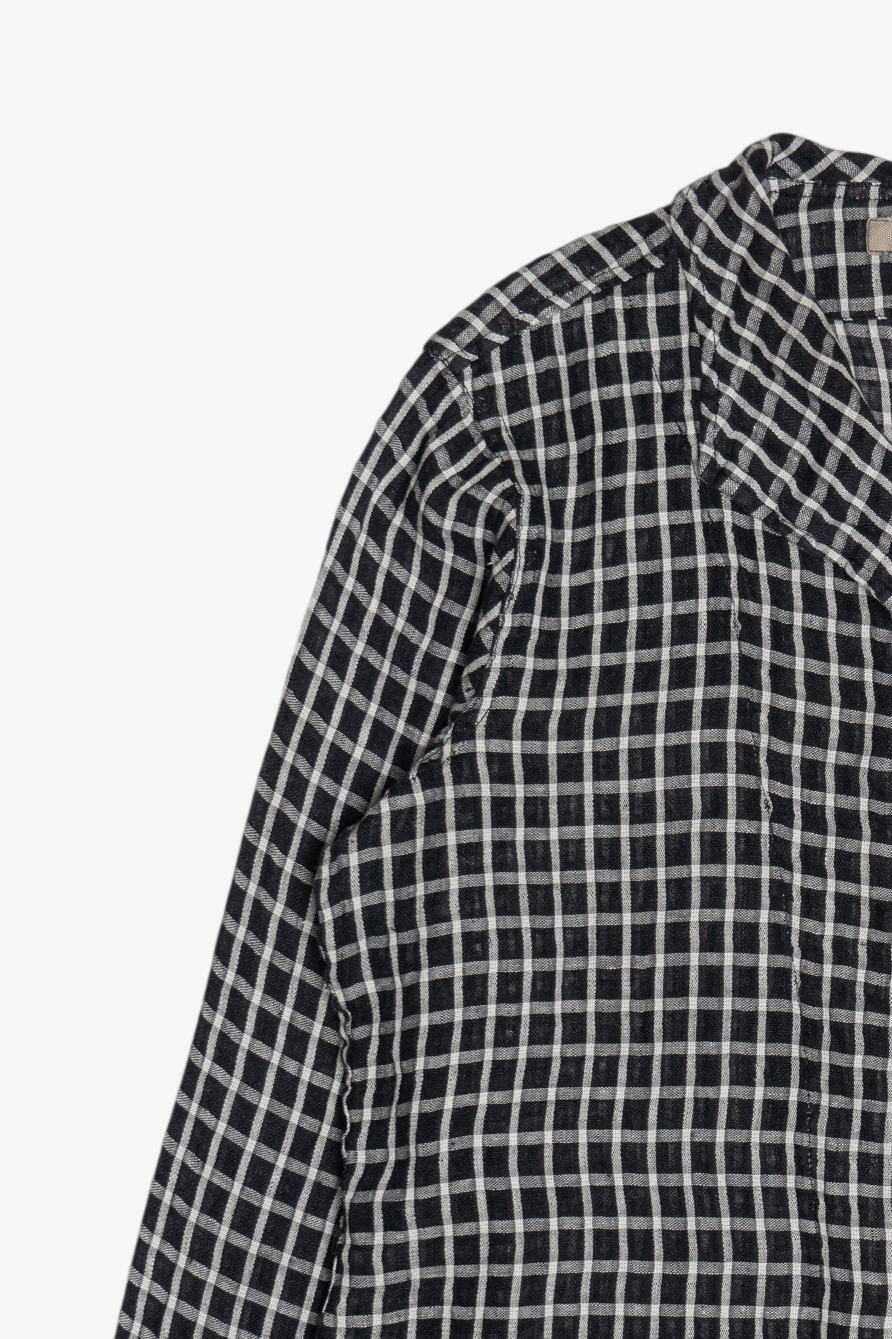 Flax Grid Linen Button Up Top (2020s)