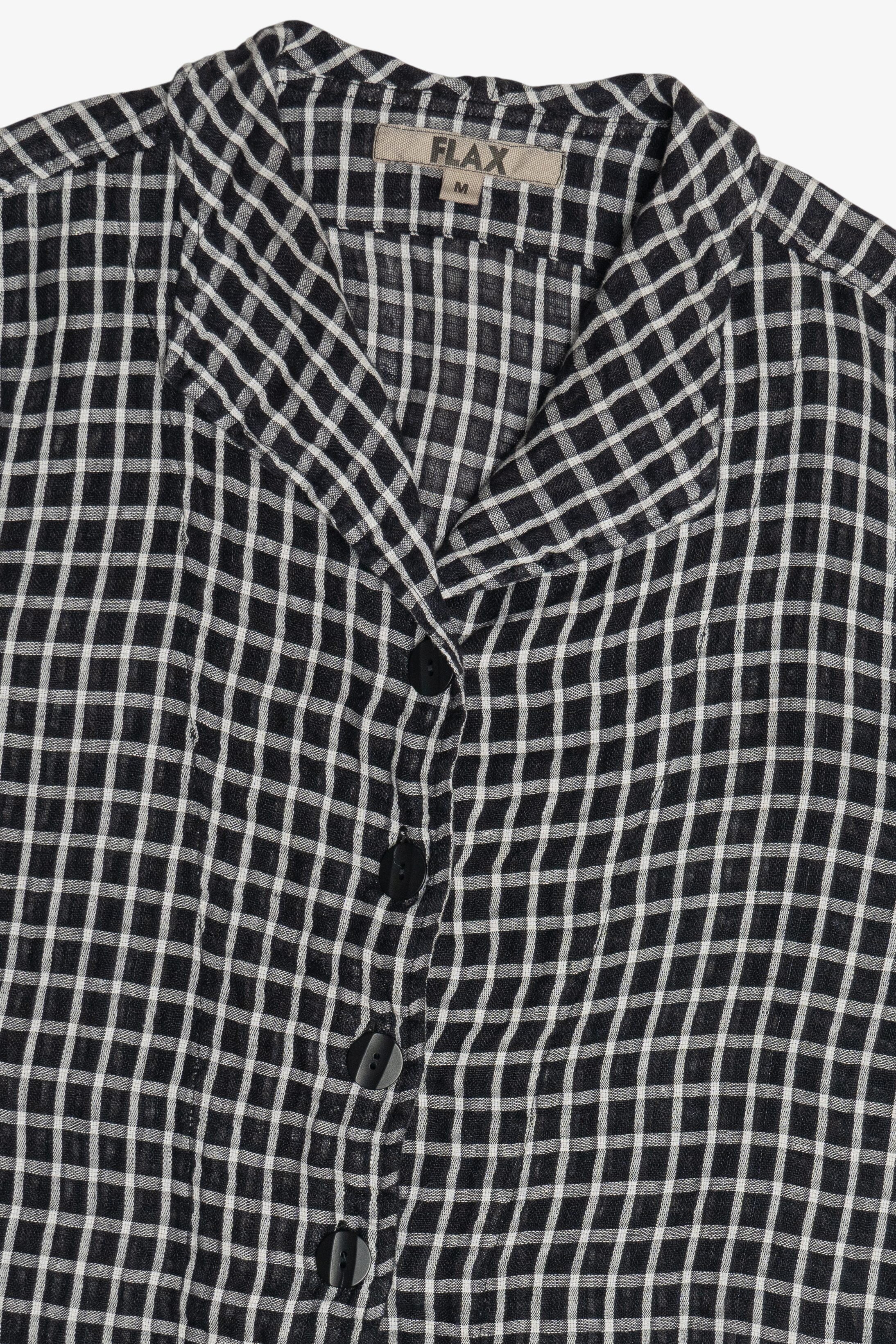 Flax Grid Linen Button Up Top (2020s)
