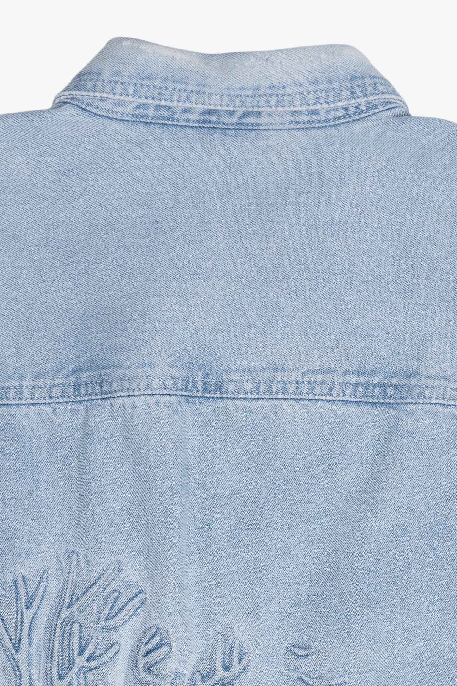 Vintage Distressed A&E Embroidered Moose Denim Button Up (1990s)