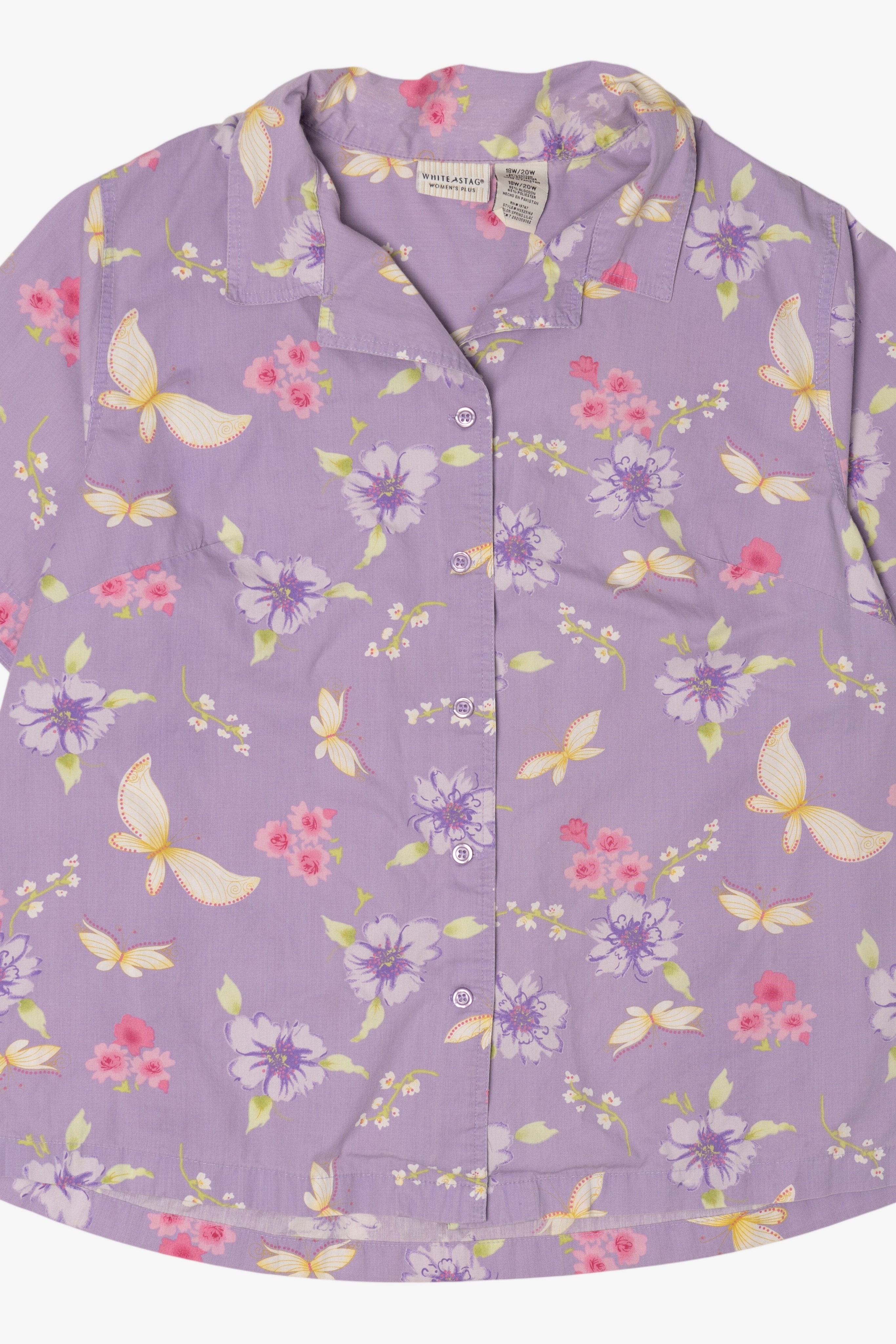 Vintage White Stag Lavender Floral Button Up Shirt (1990s)