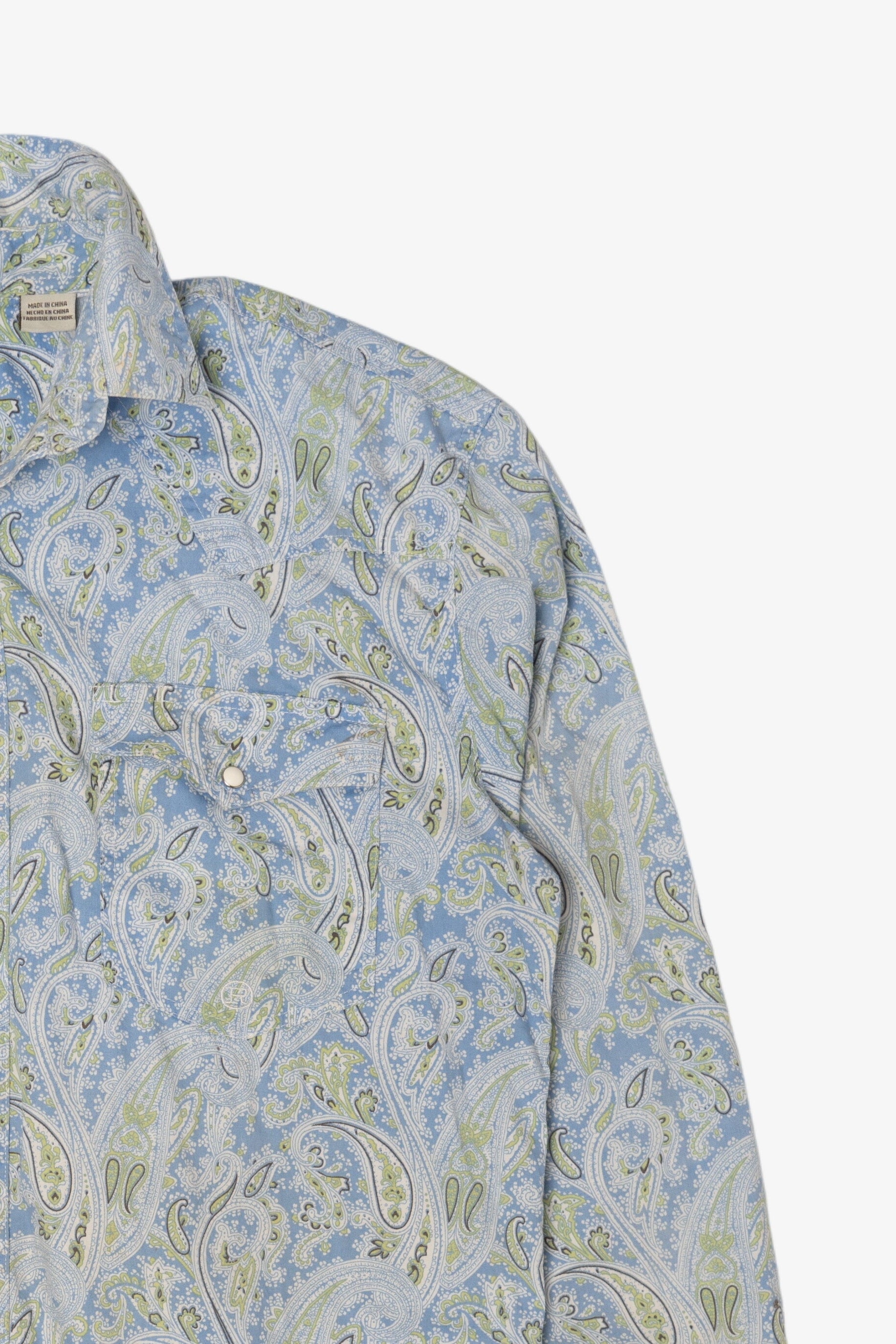 Vintage Light Blue Paisley Pattern Roper Button Up Shirt (2000s)