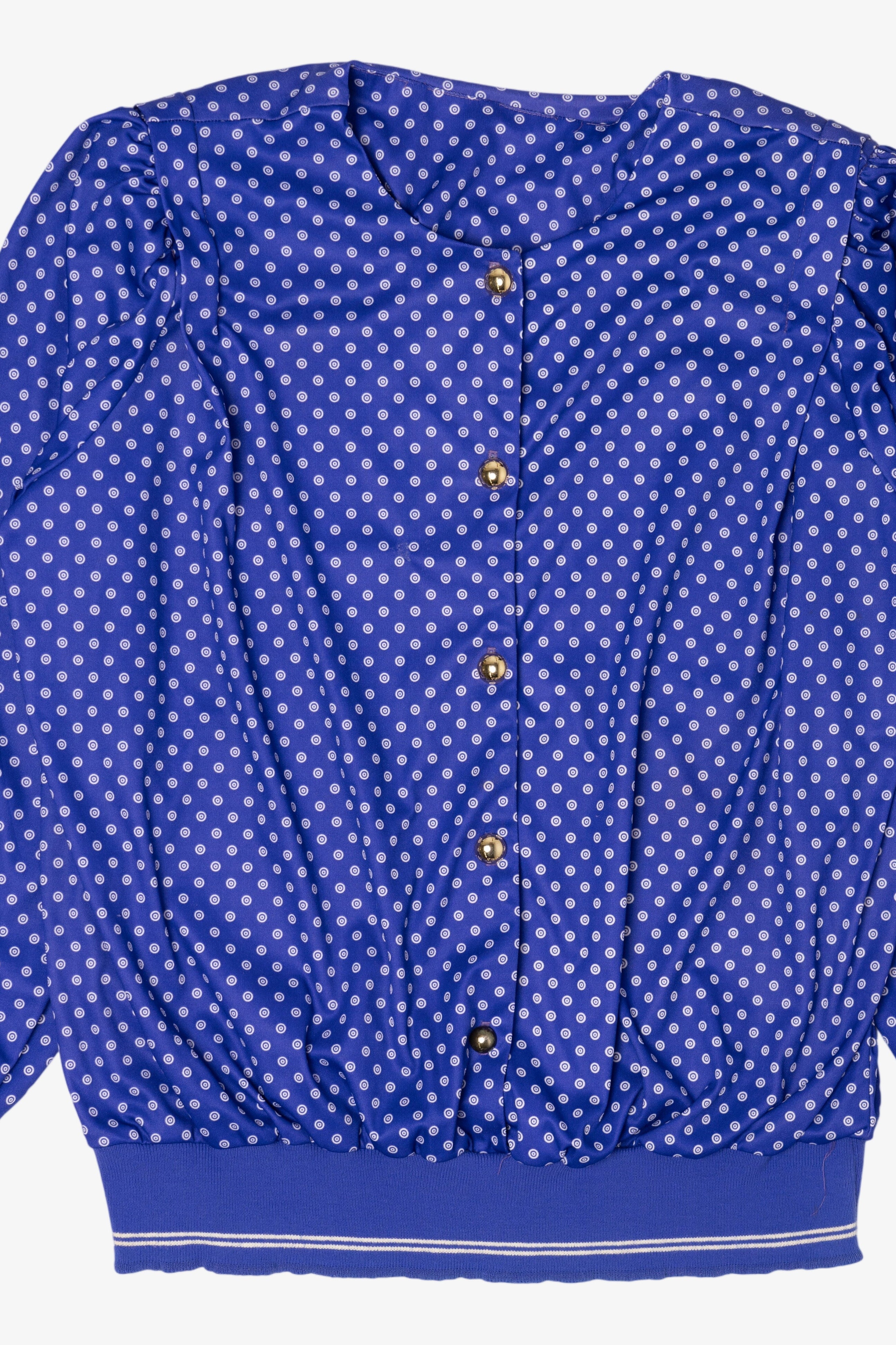 Vintage Earth Angel Blue Polka Dot Button Up Shirt (1980s)