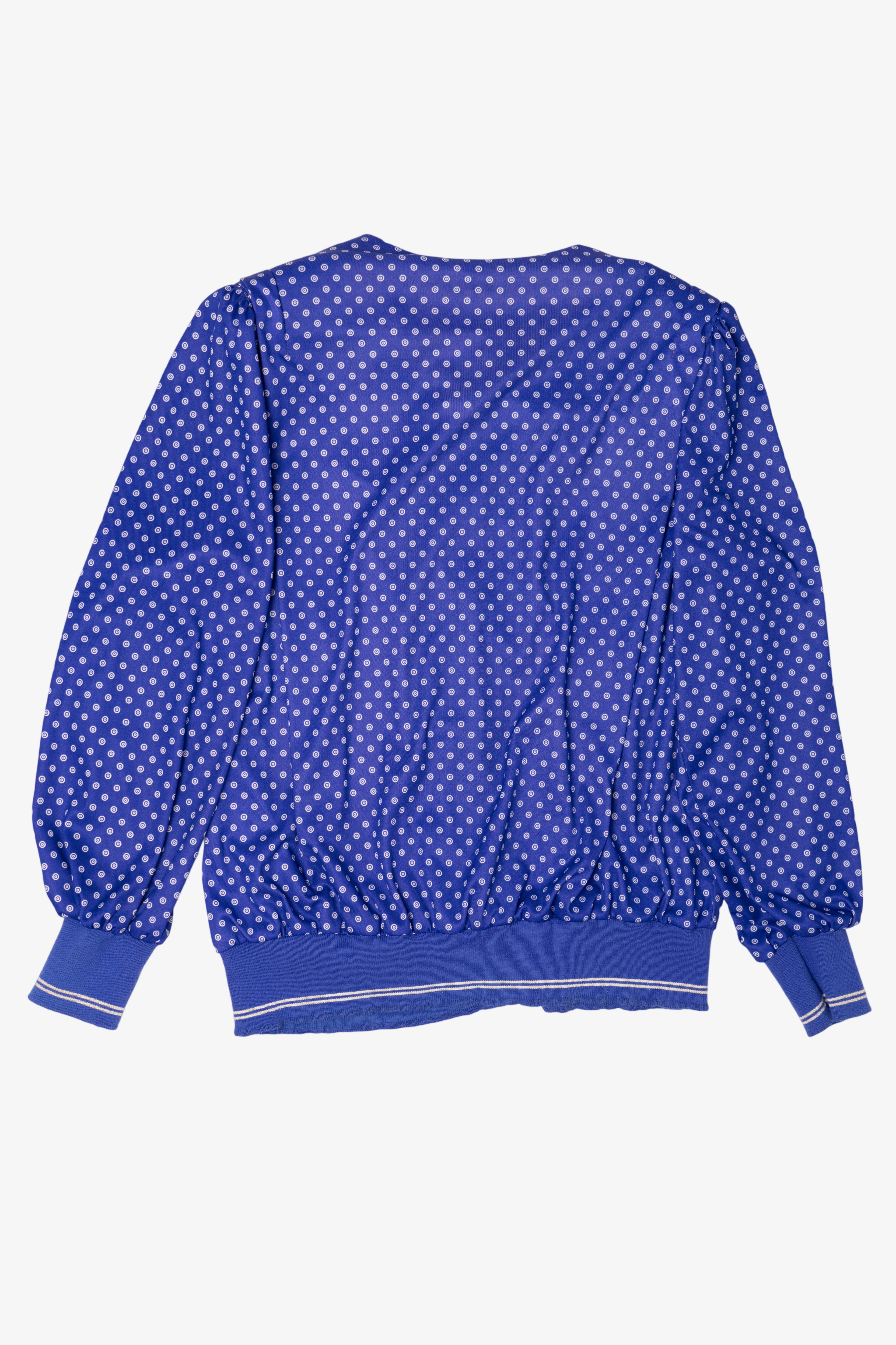 Vintage Earth Angel Blue Polka Dot Button Up Shirt (1980s)