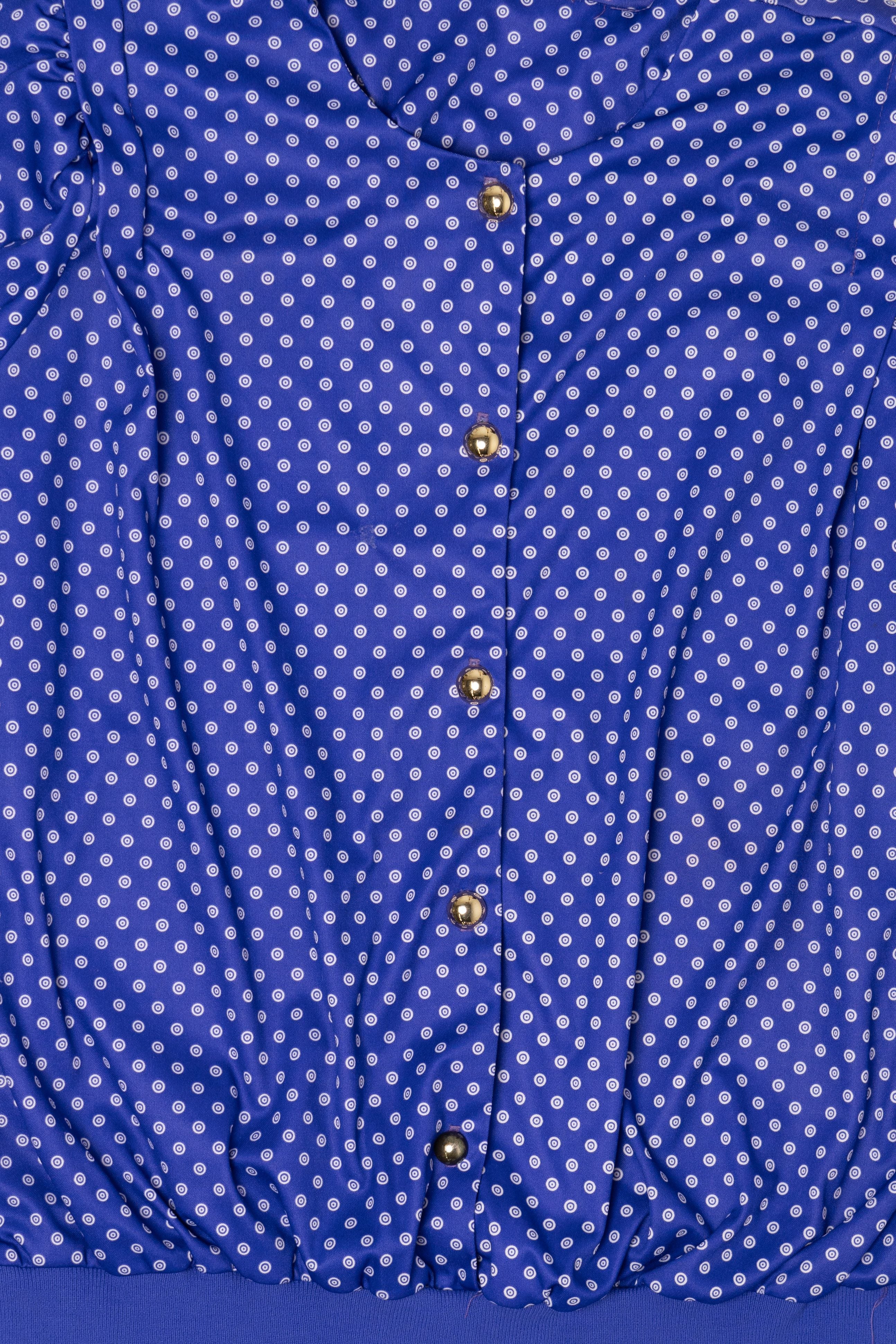 Vintage Earth Angel Blue Polka Dot Button Up Shirt (1980s)