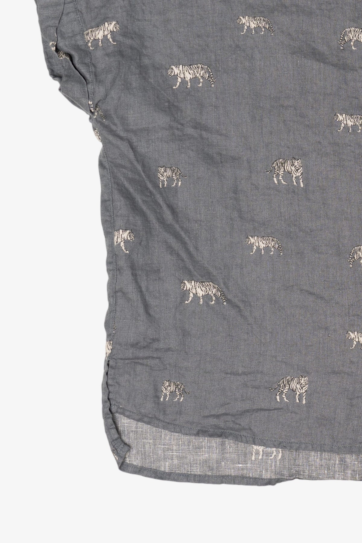 Linen Christian Siriano White Tigers Button Up Shirt (2010s)