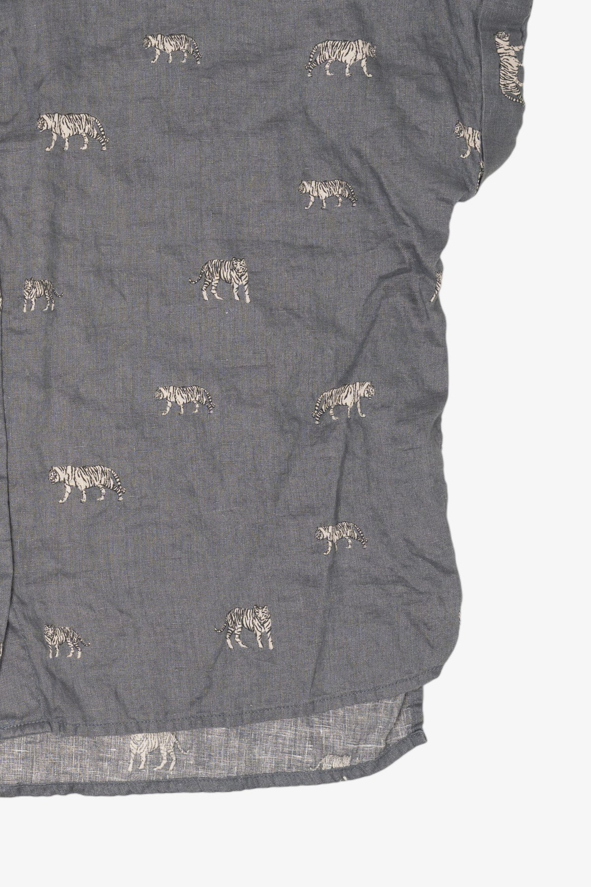 Linen Christian Siriano White Tigers Button Up Shirt (2010s)