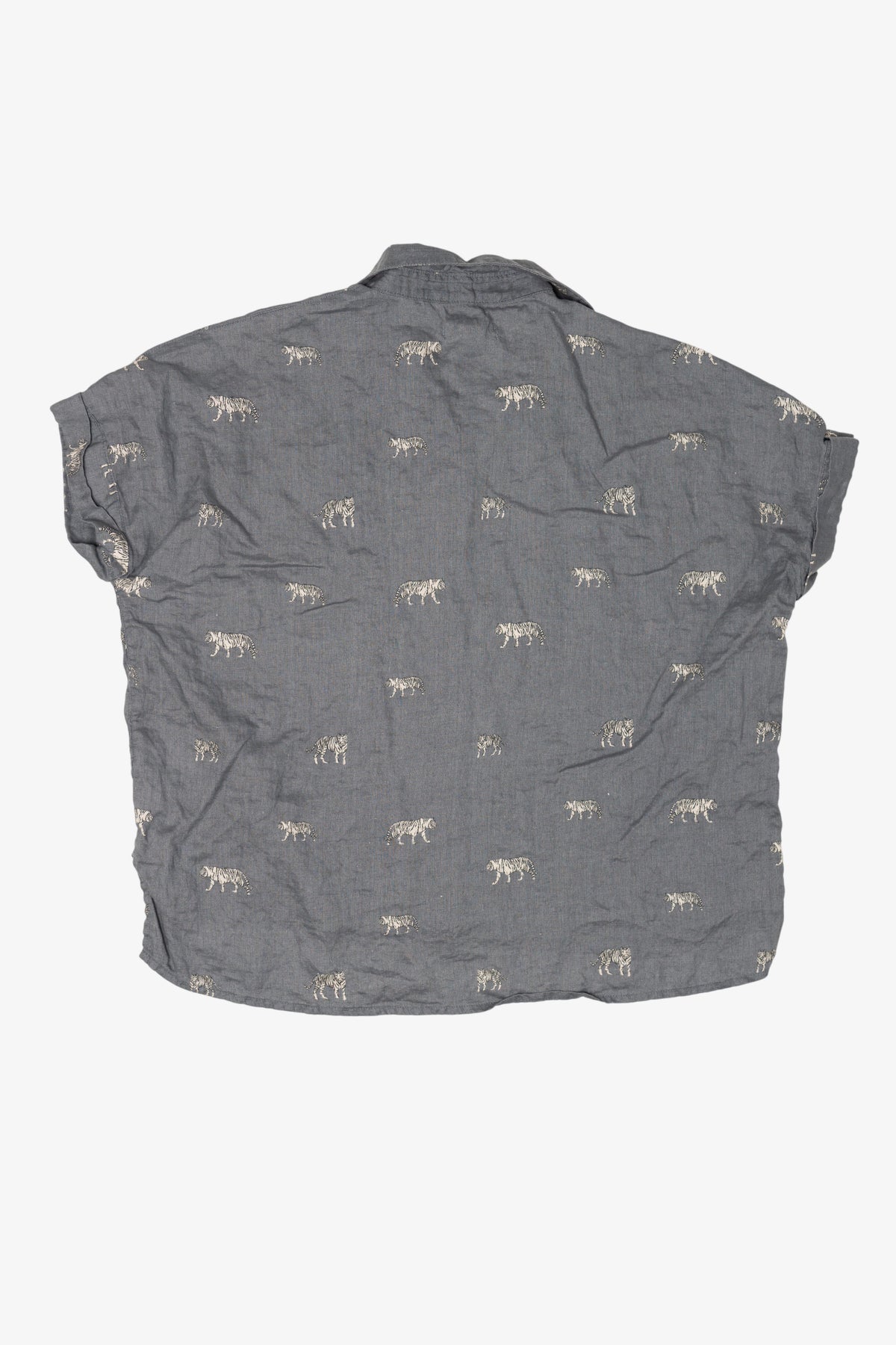 Linen Christian Siriano White Tigers Button Up Shirt (2010s)