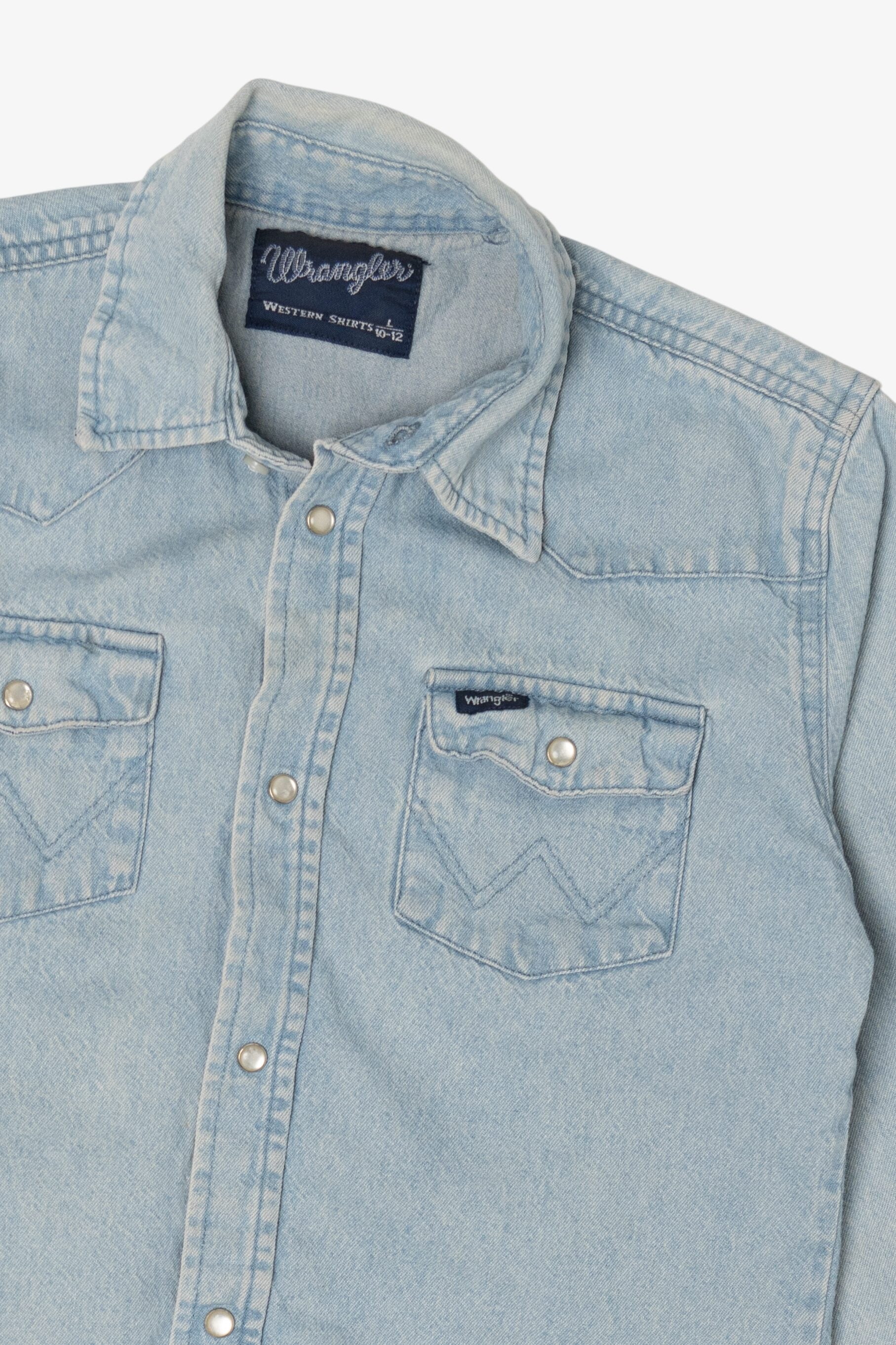 Vintage Light Blue Wrangler Denim Button Up Shirt (1990s)