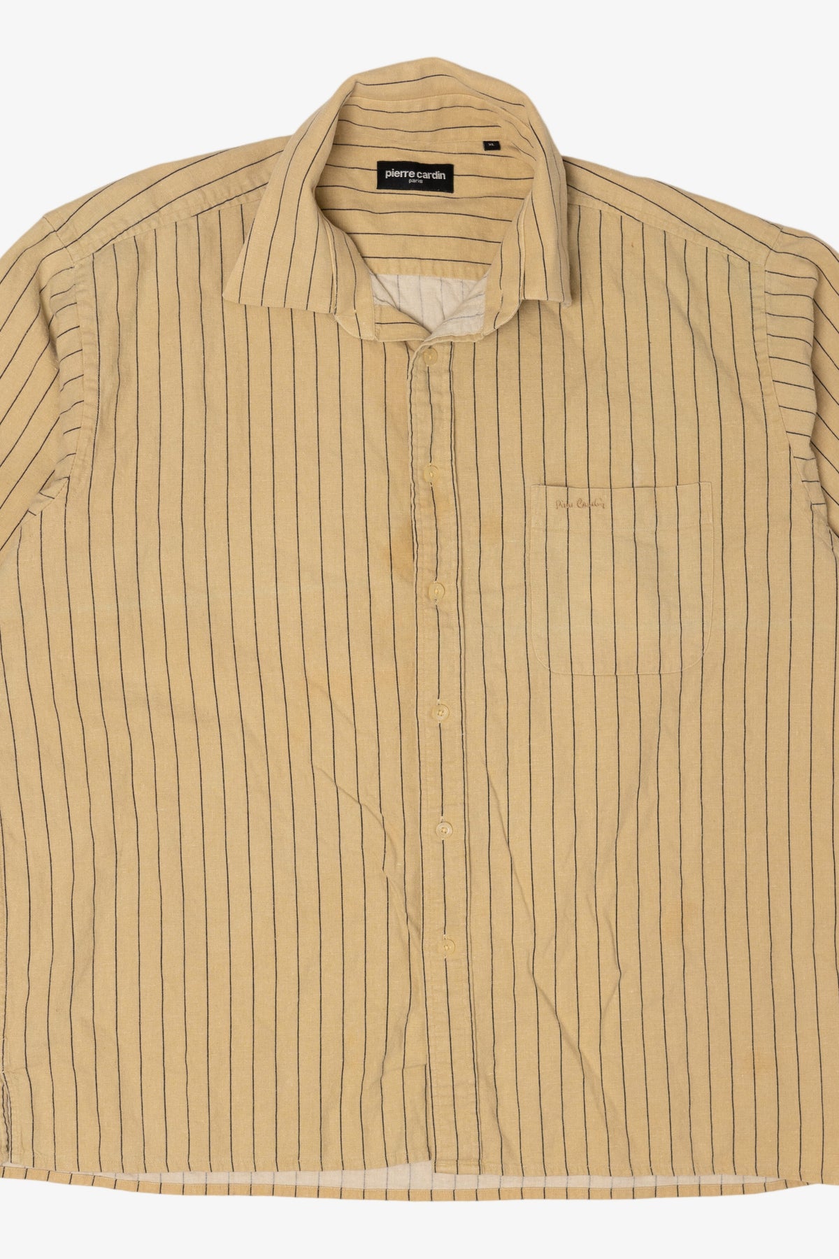 Vintage Beige Pierre Cardin Striped Button Up Shirt (1990s)