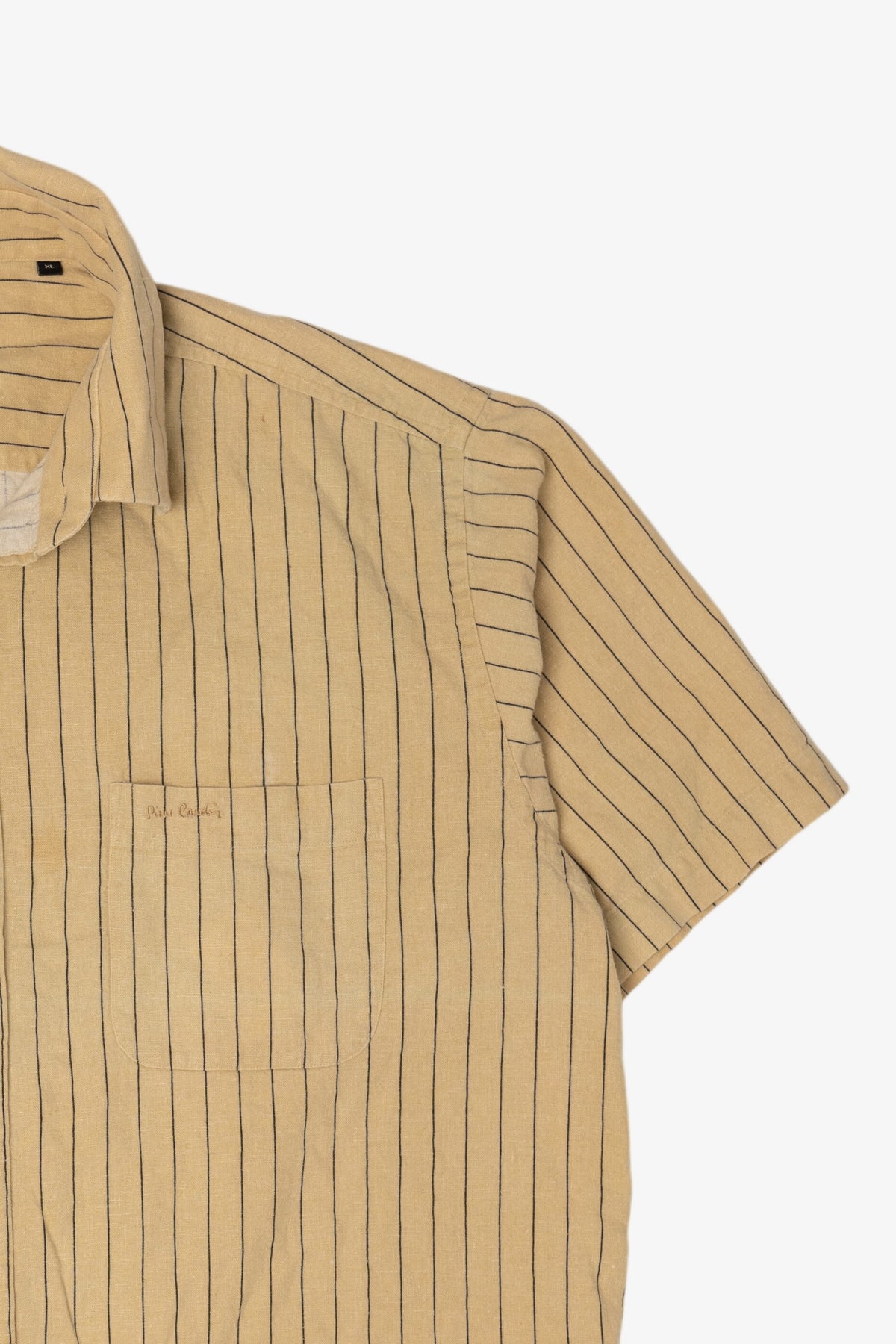 Vintage Beige Pierre Cardin Striped Button Up Shirt (1990s)