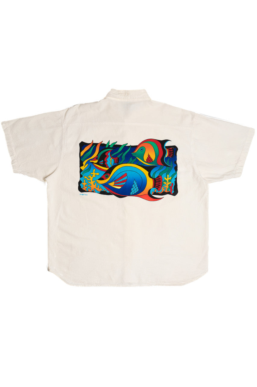 Vintage Aquatic Fish "Cabo San Lucas" Button Up Shirt
