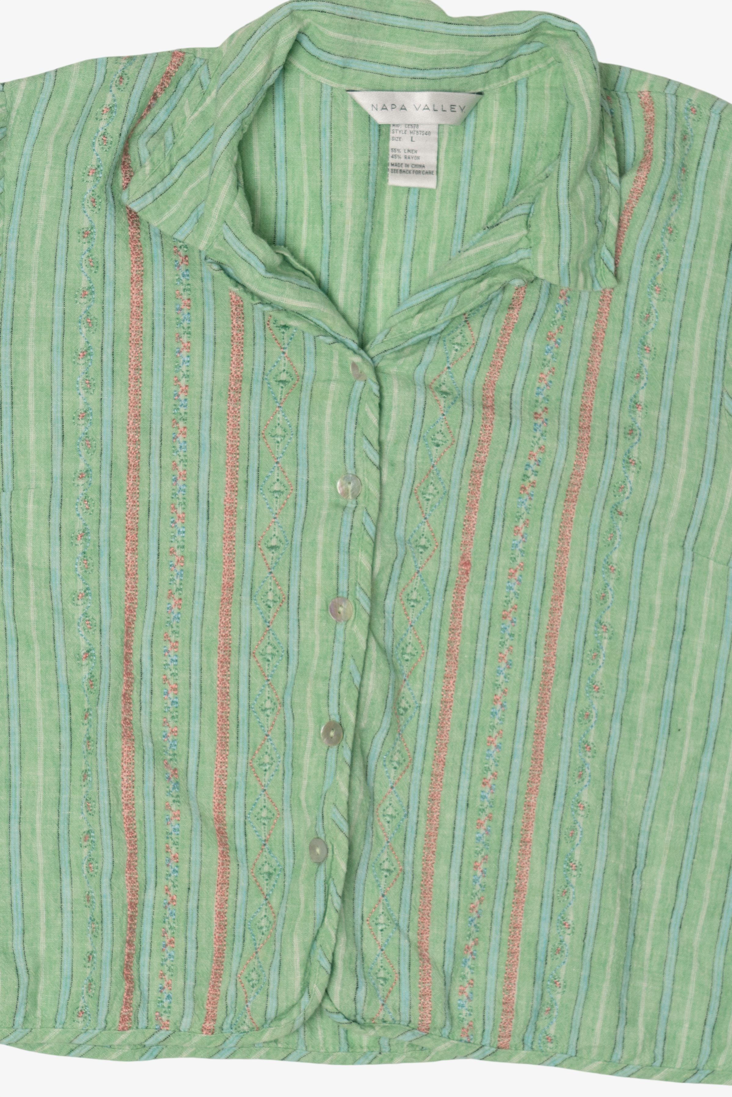 Vintage Light Green Striped Napa Valley Button Up Shirt (2000s)