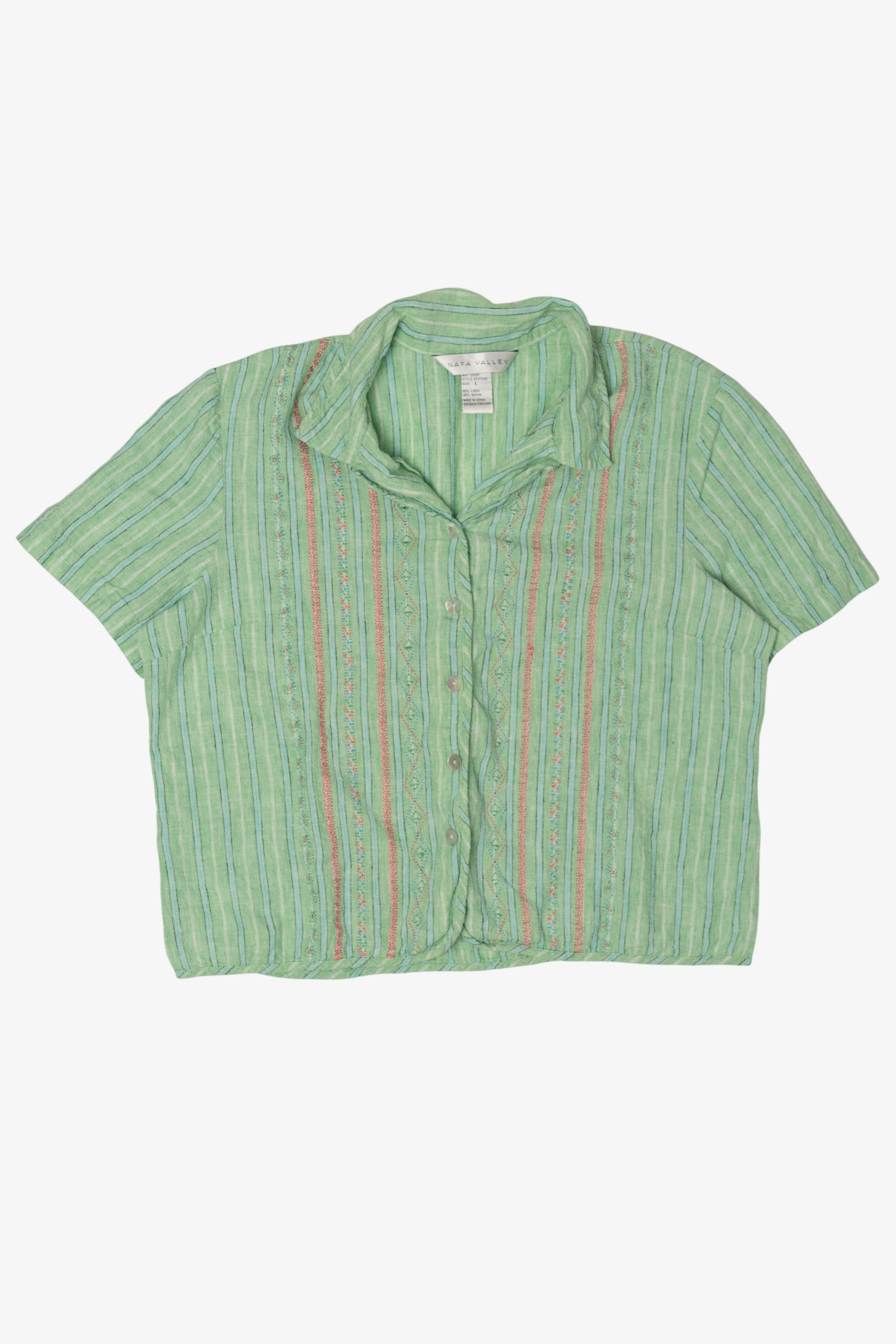Vintage Light Green Striped Napa Valley Button Up Shirt (2000s)