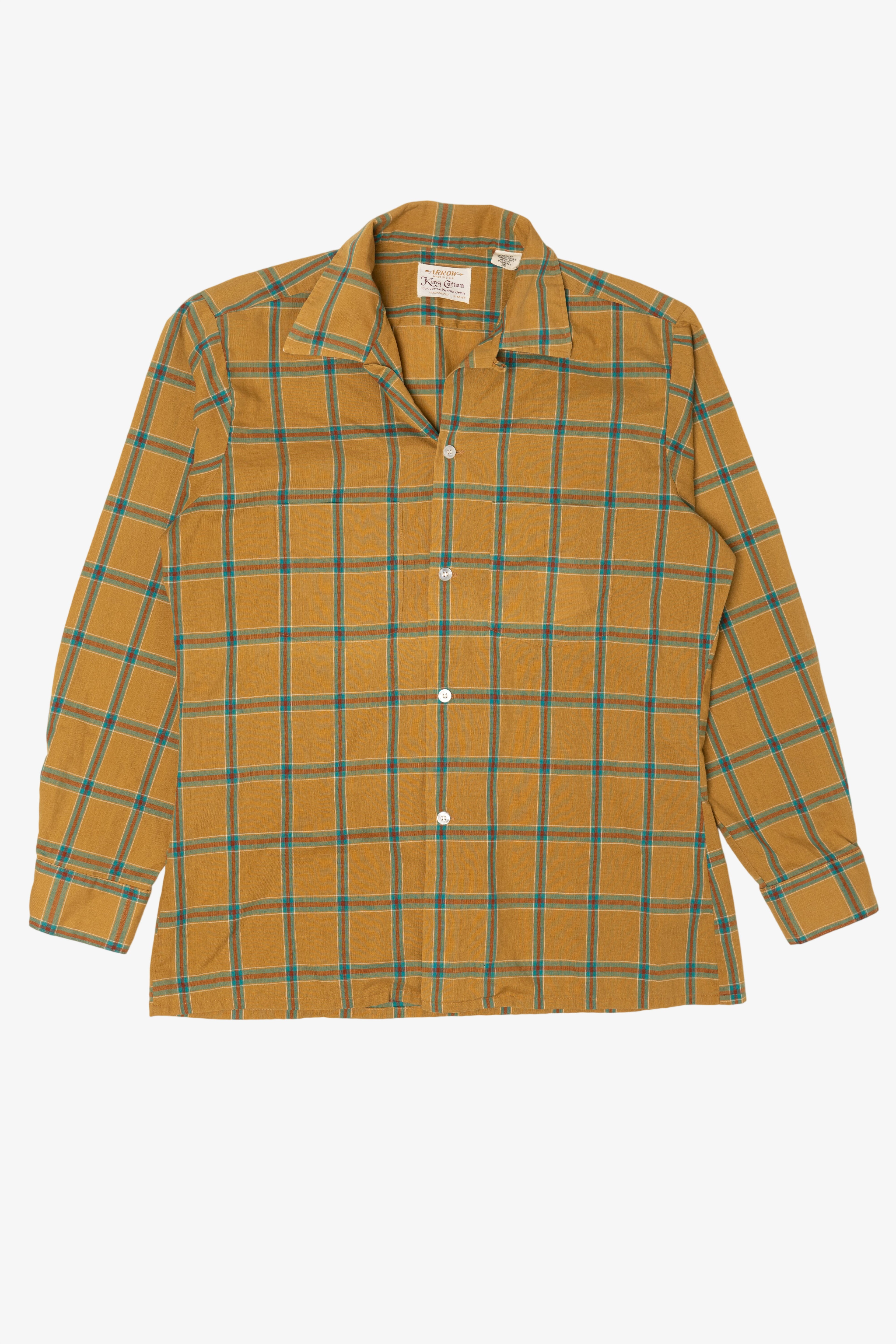 Vintage Arrow Yellow Plaid Button Up Shirt (1960s)
