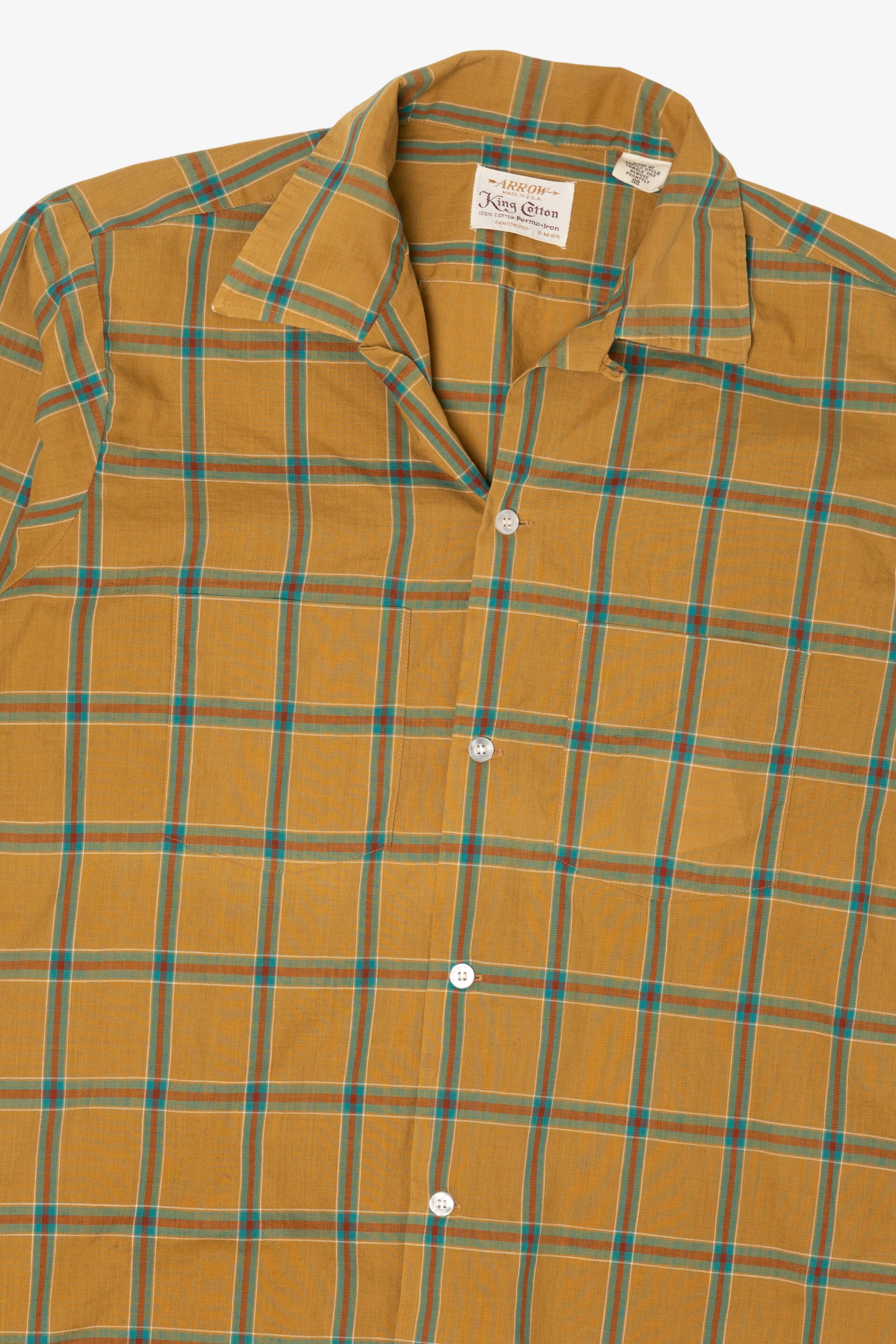 Vintage Arrow Yellow Plaid Button Up Shirt (1960s)