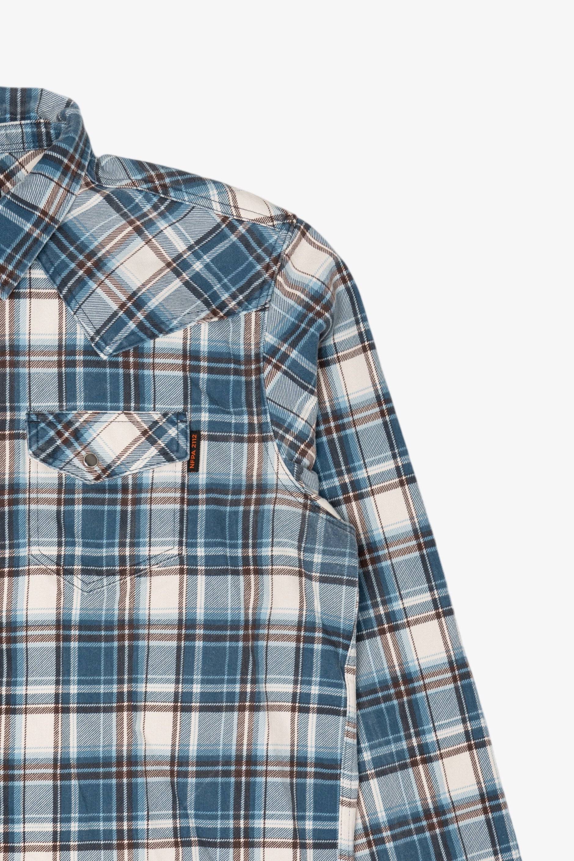 Blue Plaid Cody James Flame Resistant Button Up Shirt (2010s)