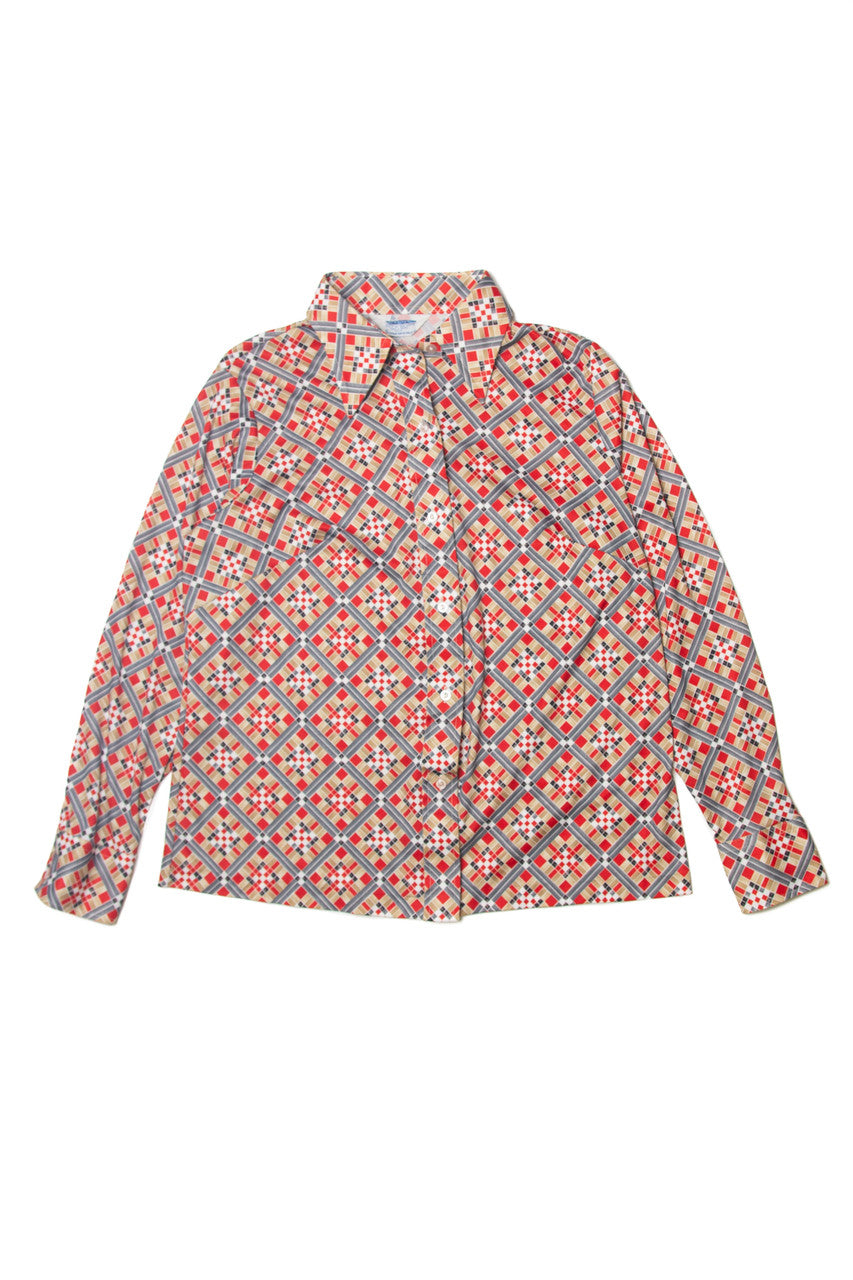 Vintage Sears Patterned Button Up Shirt (1970s) 1195