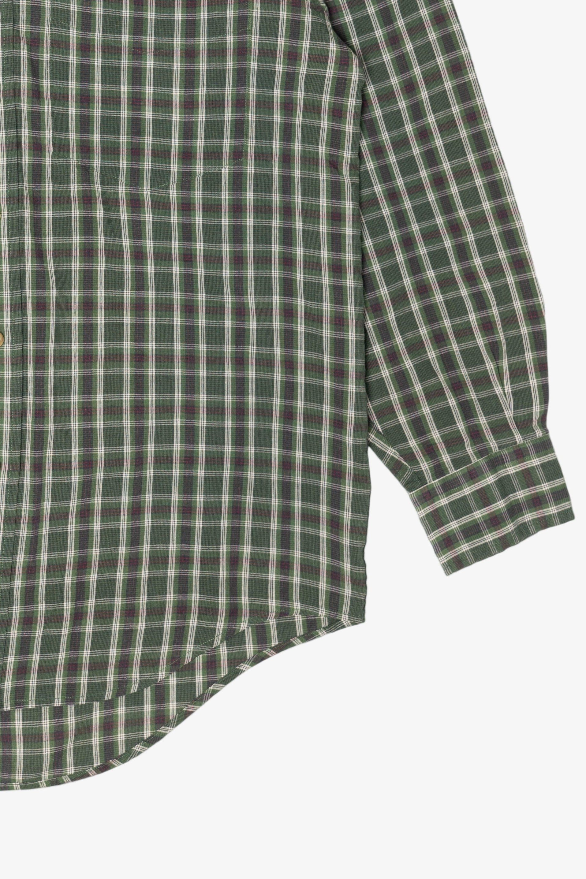 Vintage Dark Green Plaid Wrinkle Free Arrow Button Up Shirt (1990s)