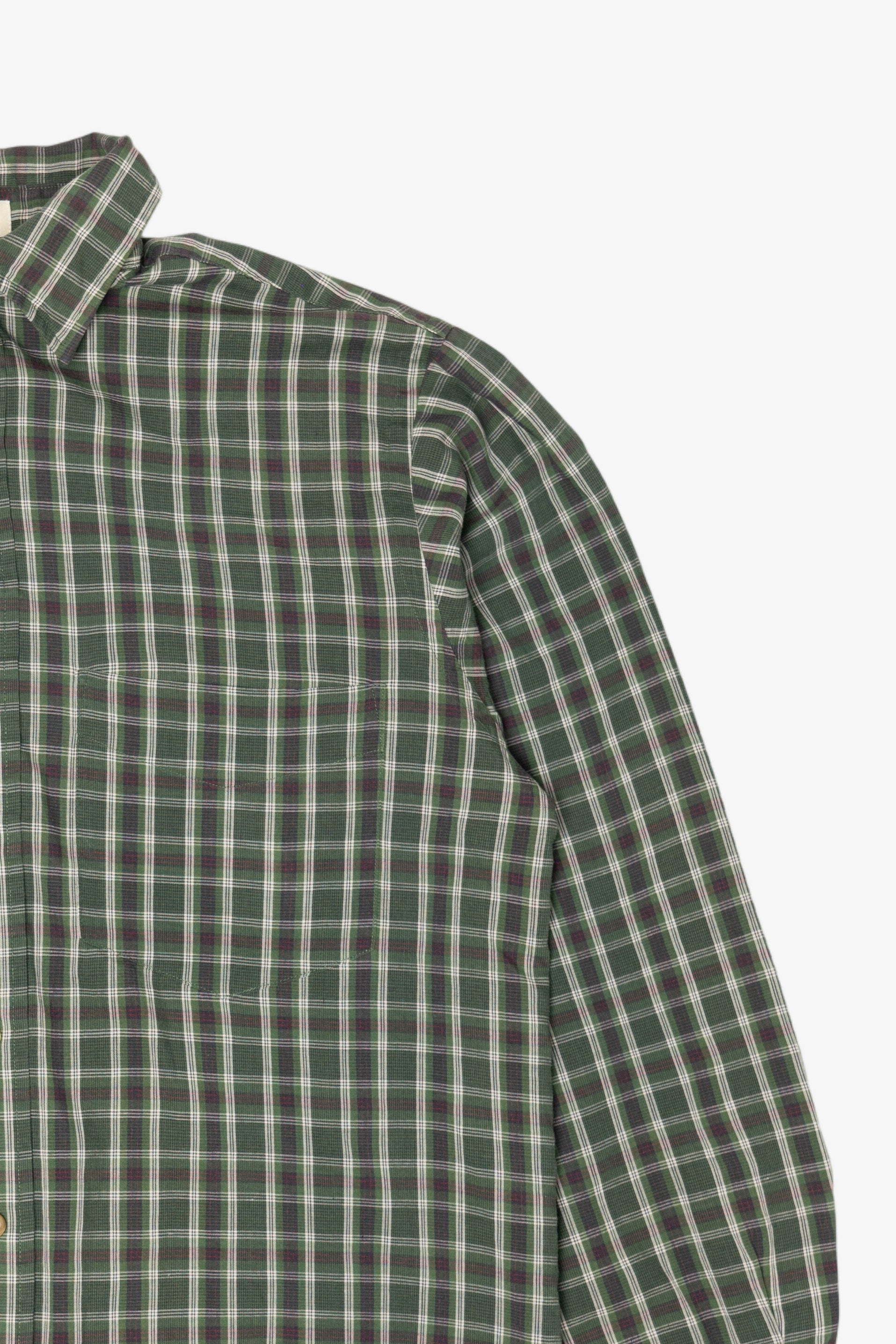 Vintage Dark Green Plaid Wrinkle Free Arrow Button Up Shirt (1990s)