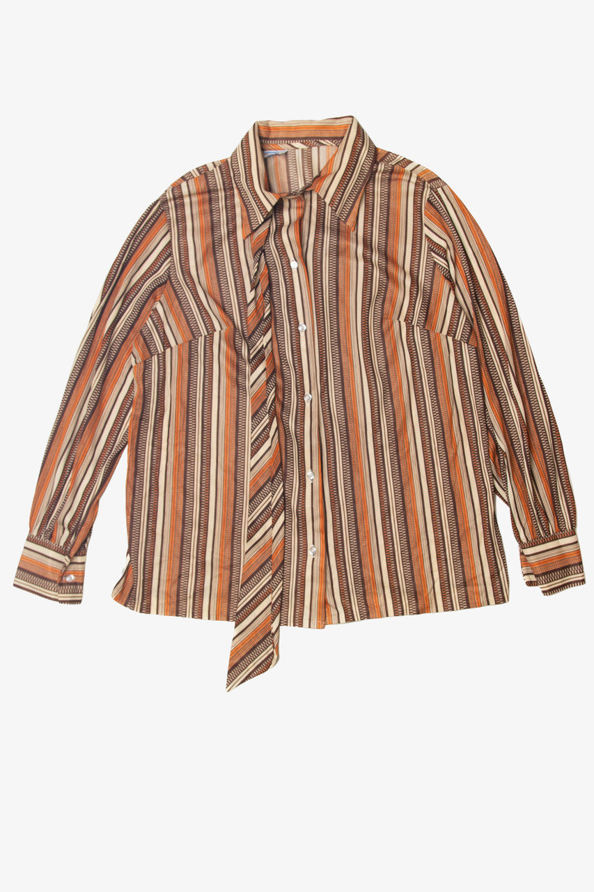 Vintage Striped Patterned Button Up Shirt