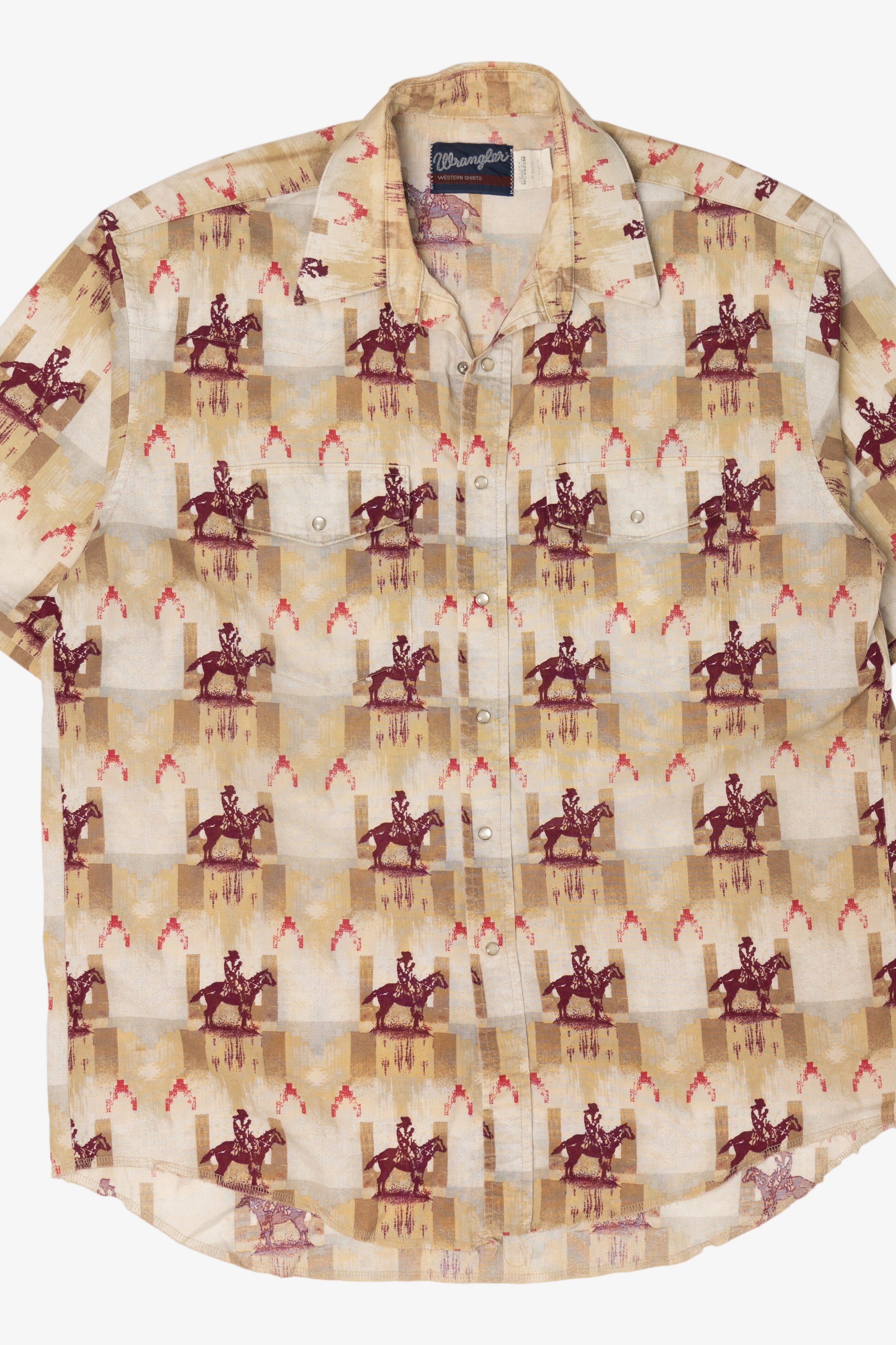 Vintage Beige Wrangler Western Button Up Shirt (1990s)