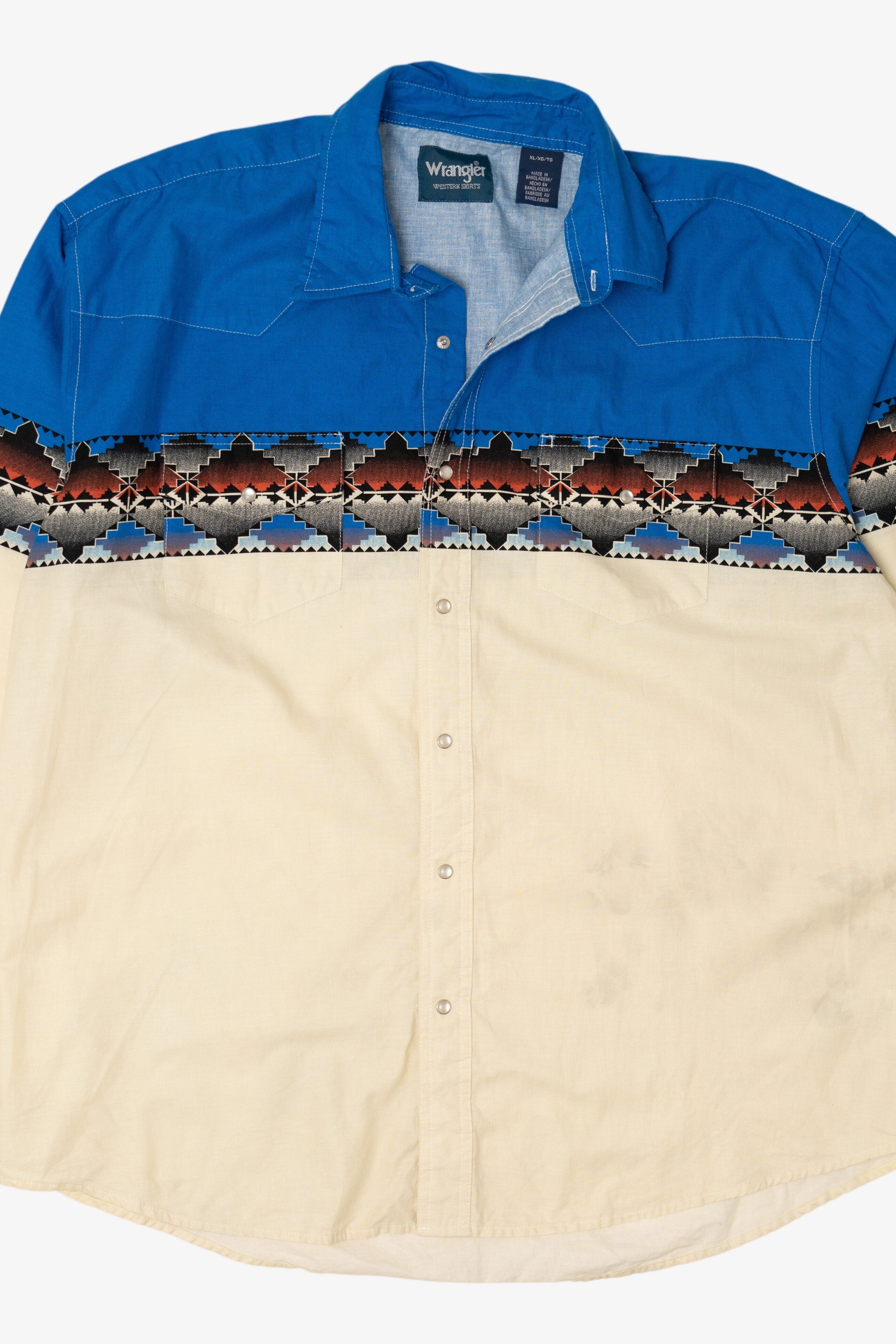 Vintage Blue Wrangler Western Button Up Shirt (1990s)