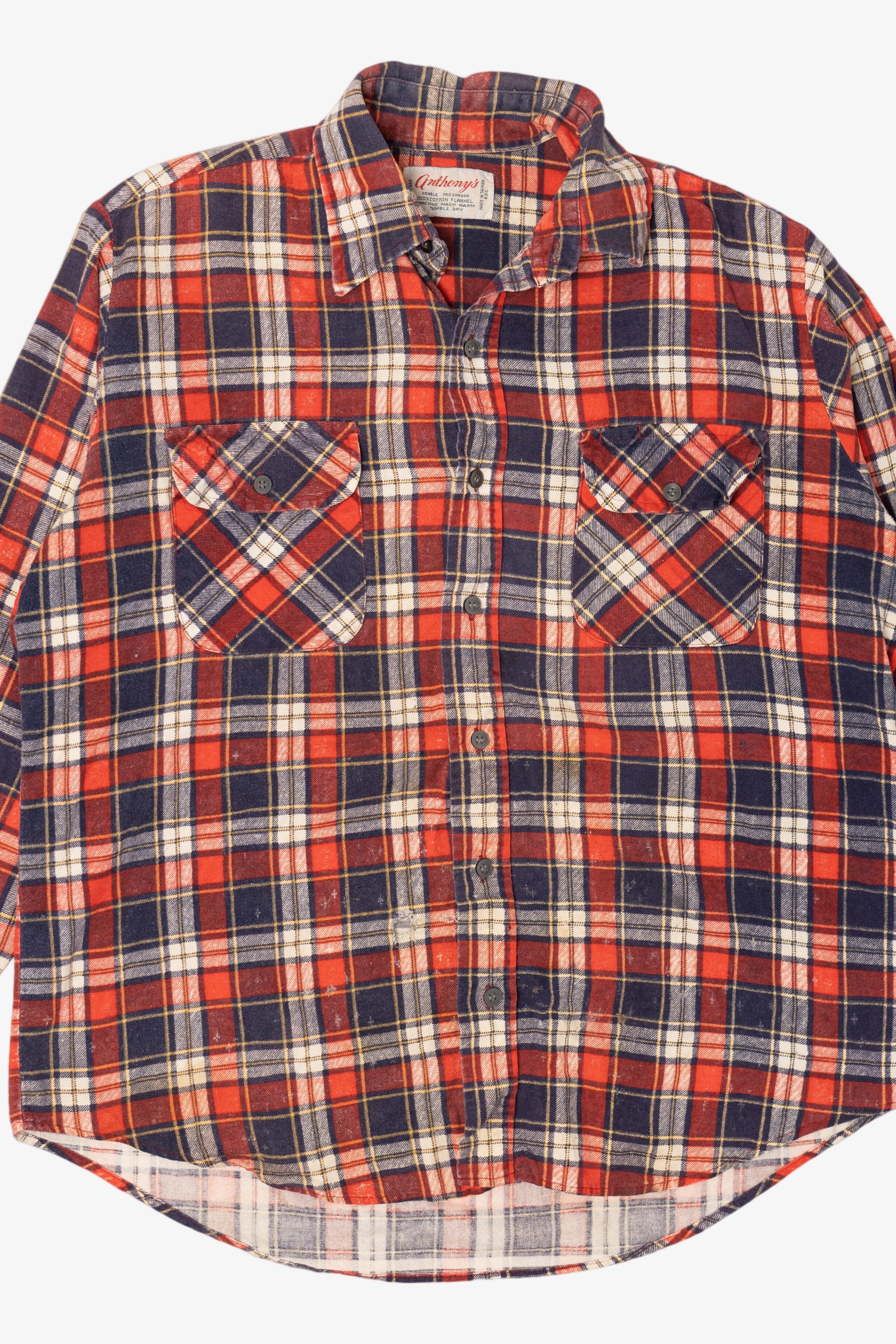 Vintage Distressed Red Anthony's Button Up Flannel Shirt (1970s)