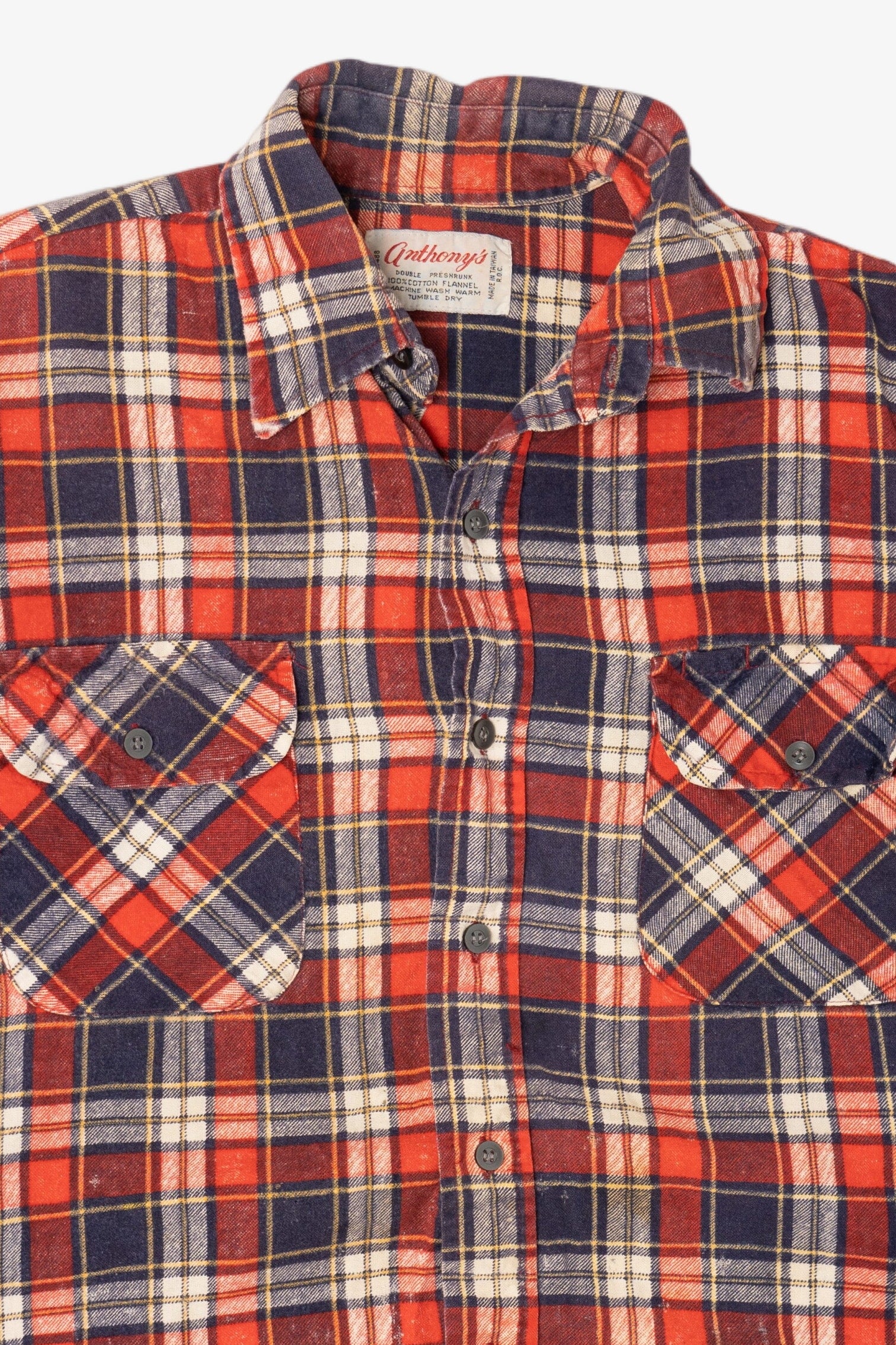 Vintage Distressed Red Anthony's Button Up Flannel Shirt (1970s)