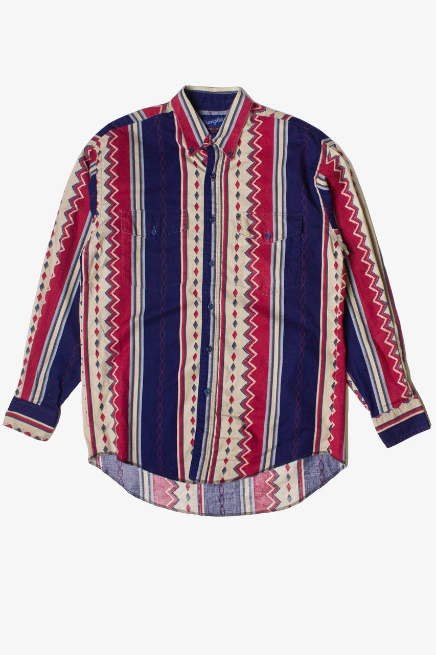 Vintage Diamond Pattern Western Wrangler Button Up Shirt (1990s)