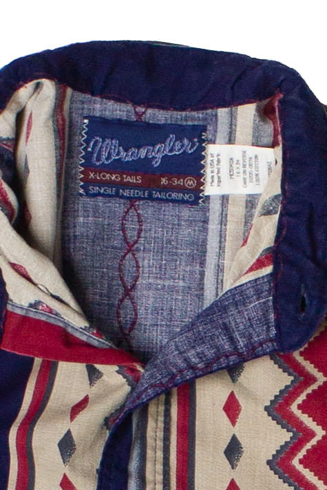 Vintage Diamond Pattern Western Wrangler Button Up Shirt (1990s)