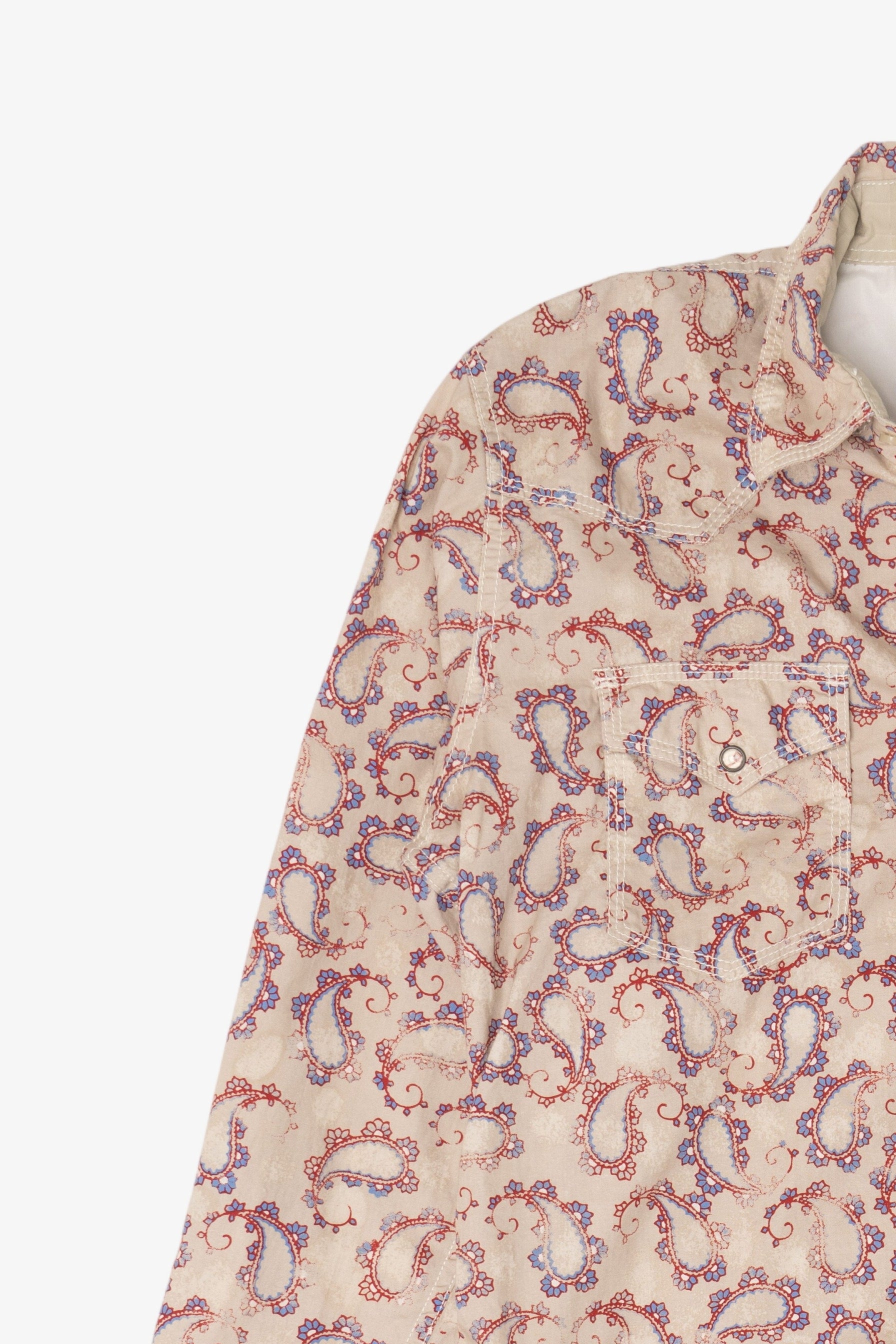 Beige Paisley Pattern Wrangler Button Up Shirt (2010s)