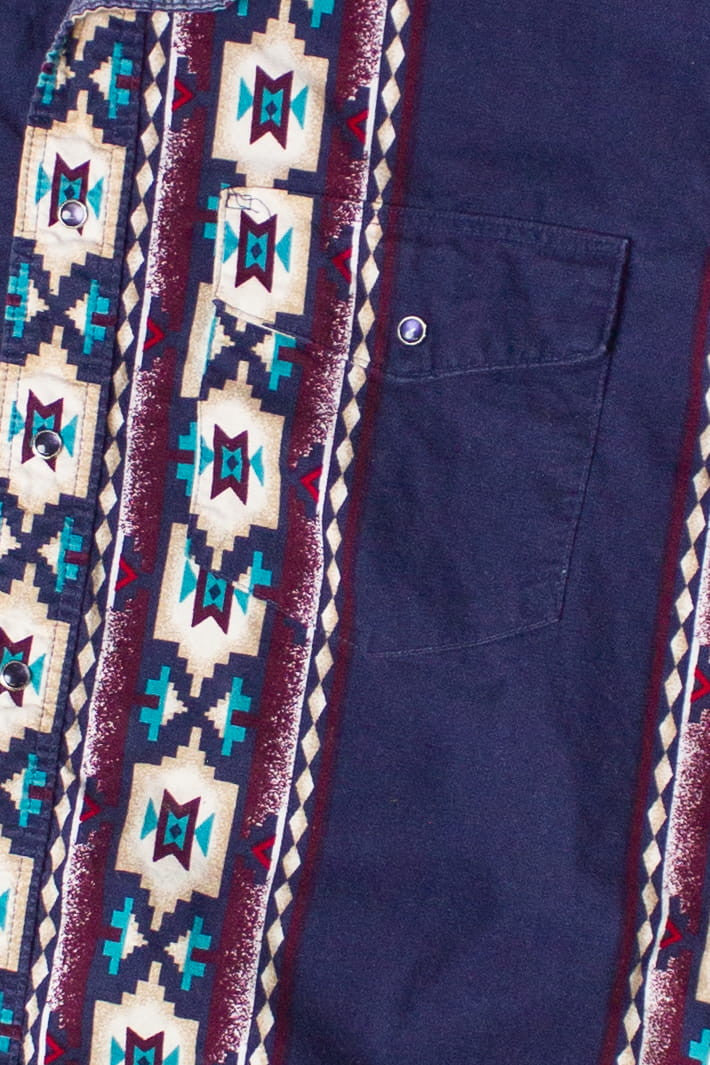 Vintage Southwestern Print Western Wrangler Button Up Shirt (1990s)