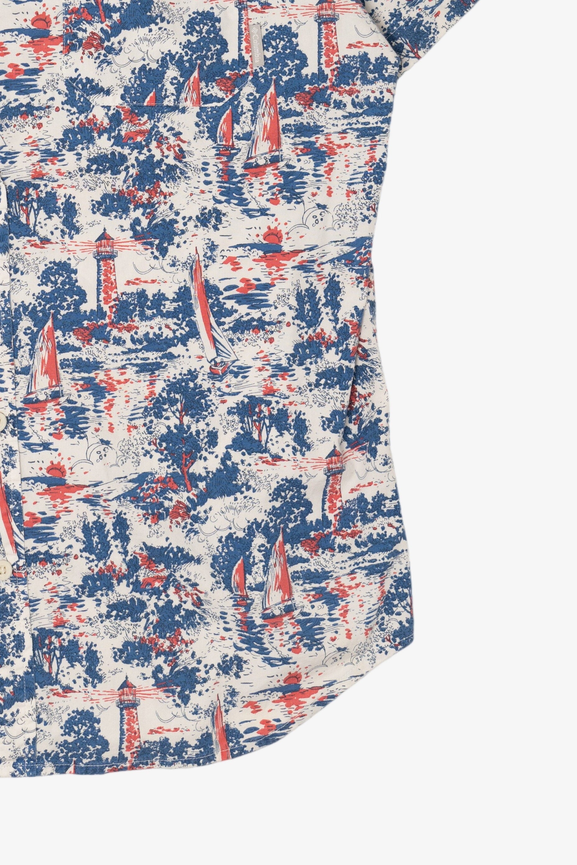 Lighthouse Sailboat Pattern Columbia Button Up Shirt (2010s)